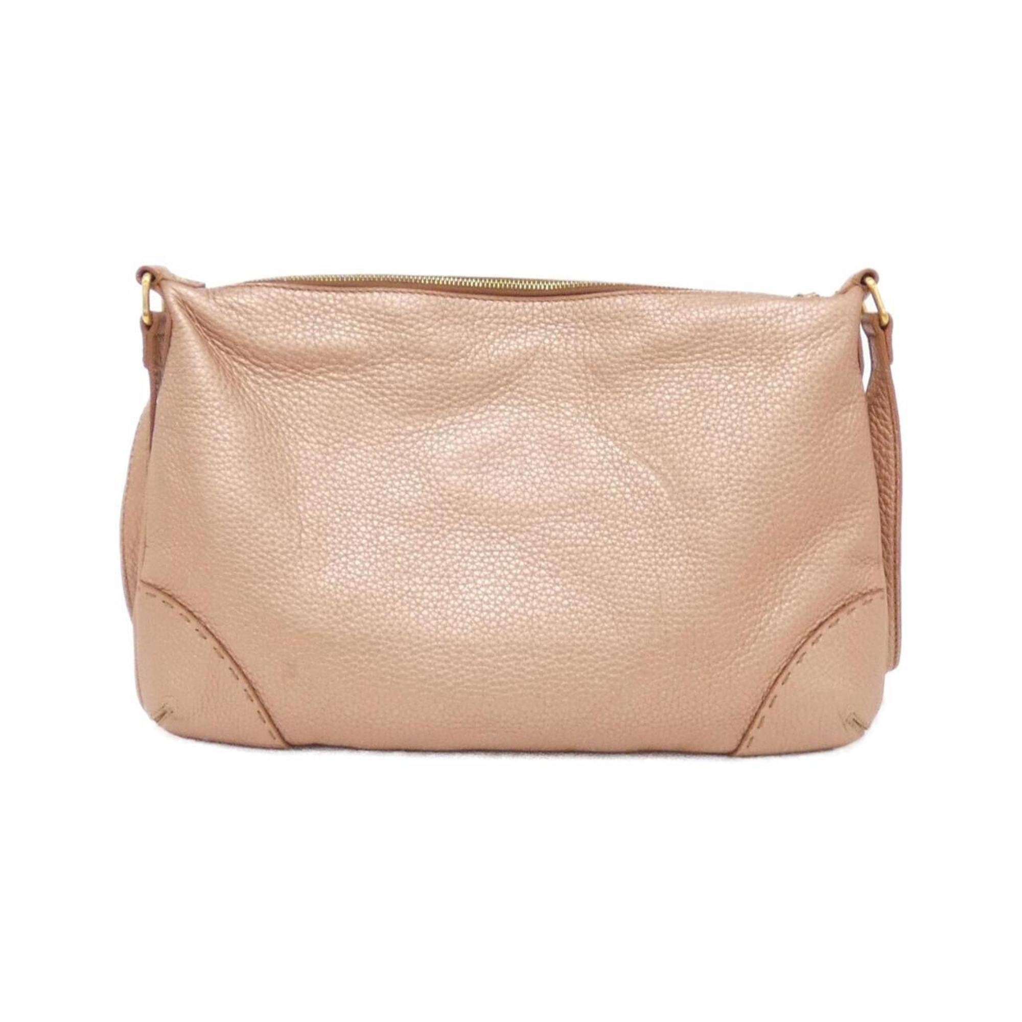 Fendi Beige Pink Leather Shoulder Bag (Pre-Owned)