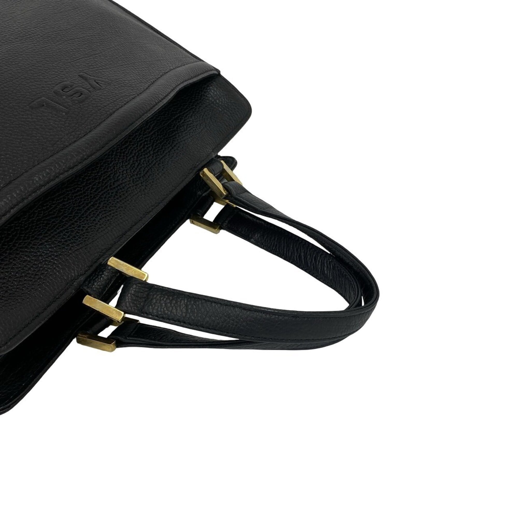 Yves Saint Laurent Black Leather Handbag Tote Bag (Pre-Owned)