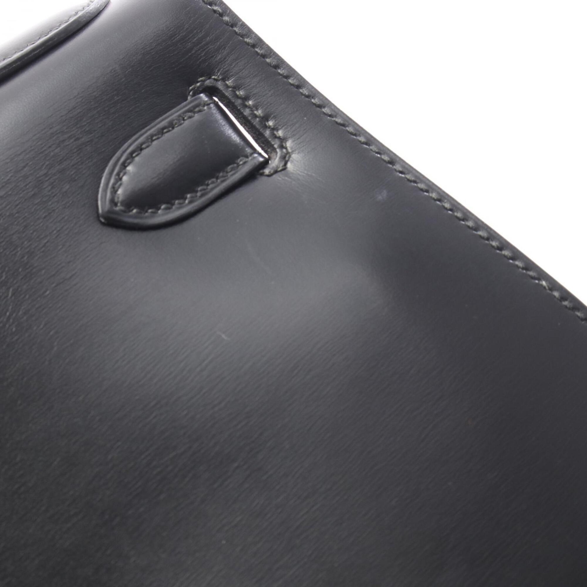 Hermes Black Box Calf Leather Leather Handbag (Pre-Owned)