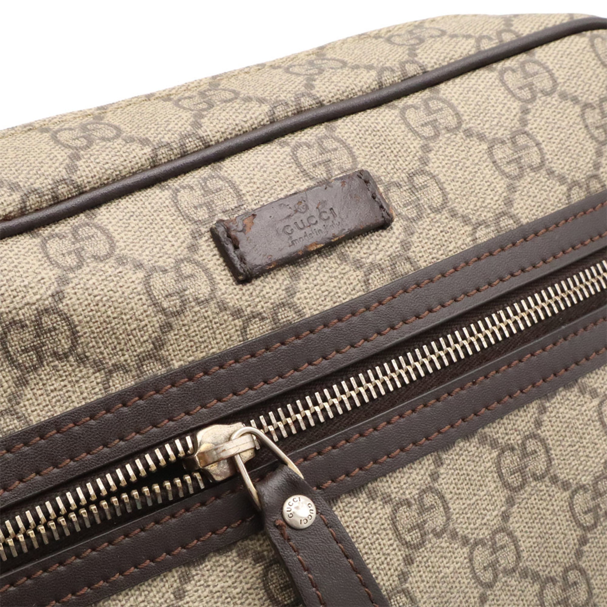 Gucci Beige Dark Brown Khaki Gg Supreme Canvas Shoulder Bag (Pre-Owned)