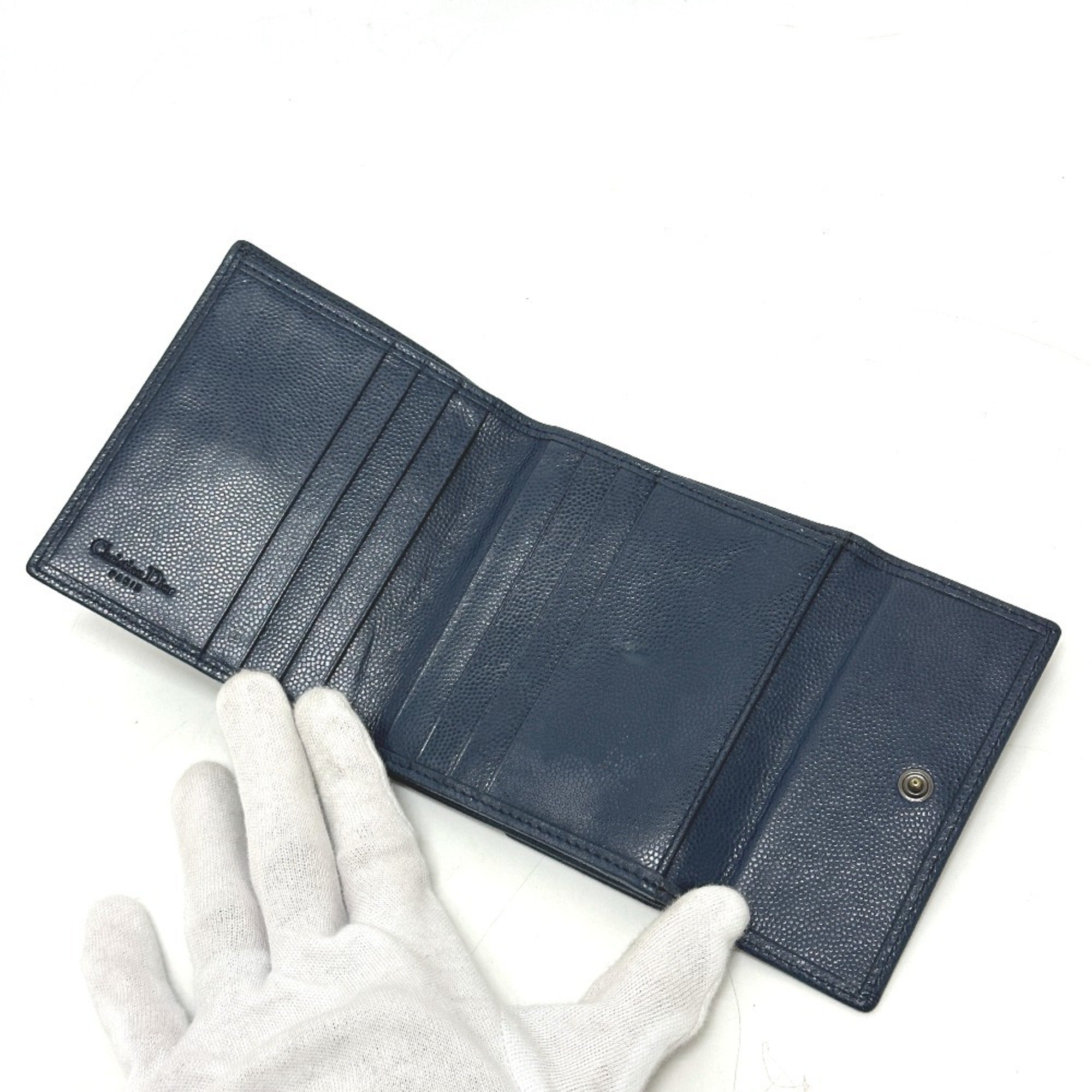 Christian Dior Navy Leather Wallet (Bi-Fold) (Pre-Owned)