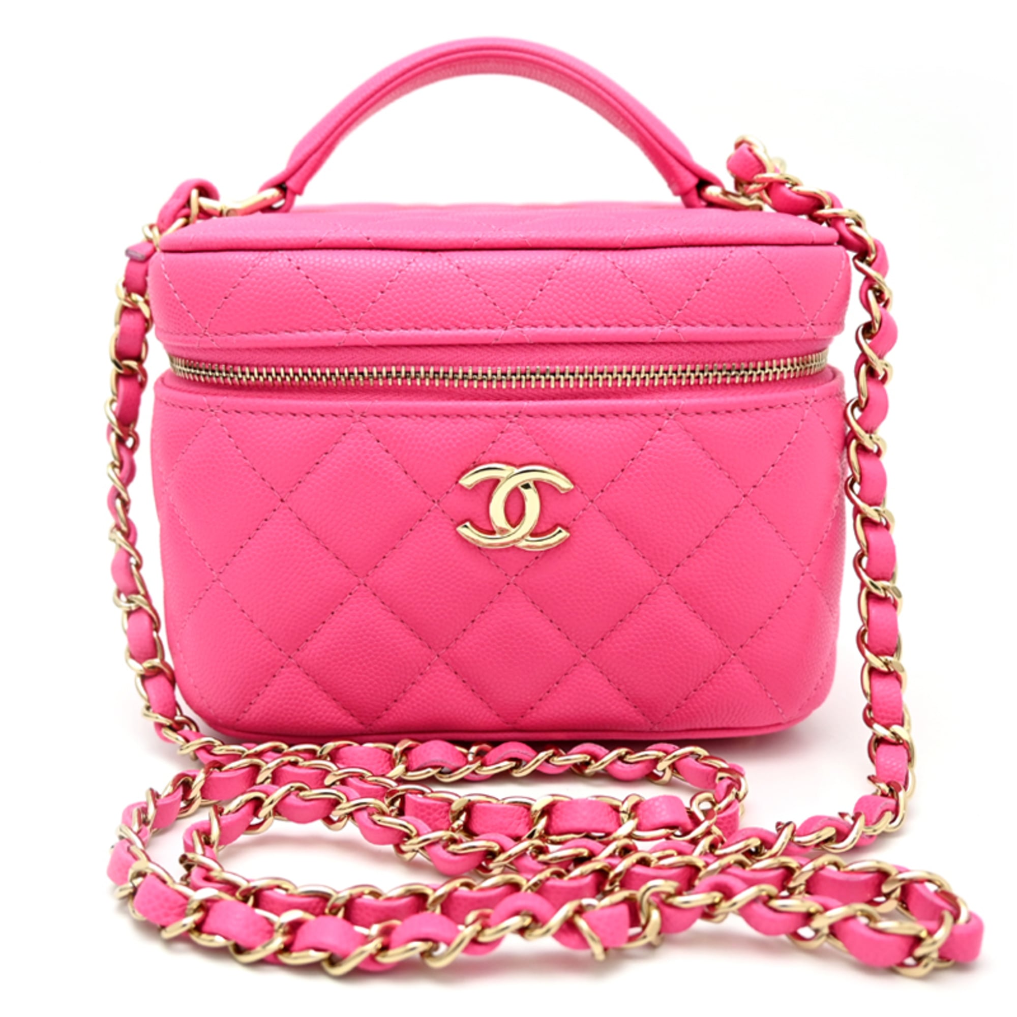 Chanel Pink Grained Calfskin Shoulder Bag (Pre-Owned)