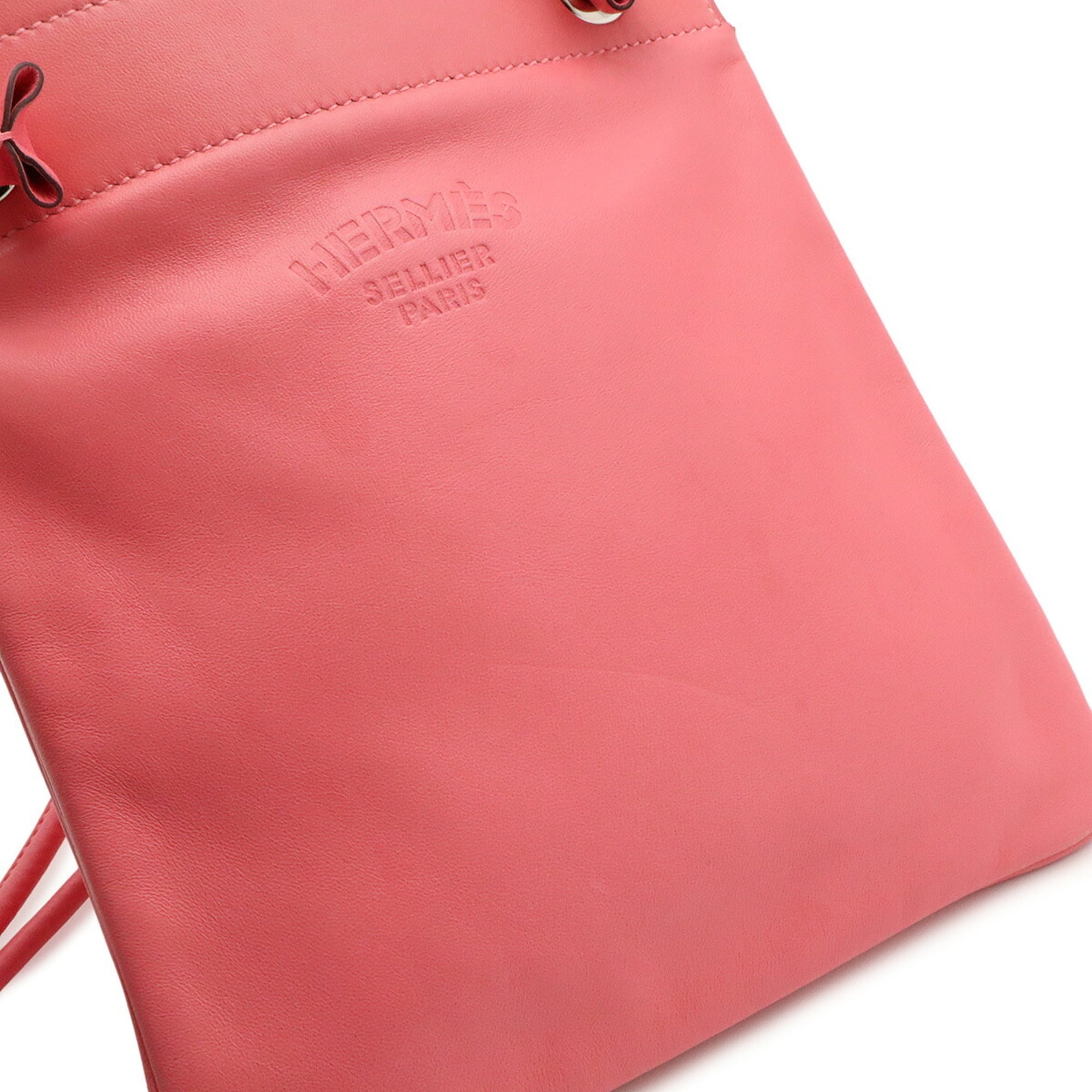 Hermes Rose Azalee Swift Leather Pochette Shoulder Bag (Pre-Owned)