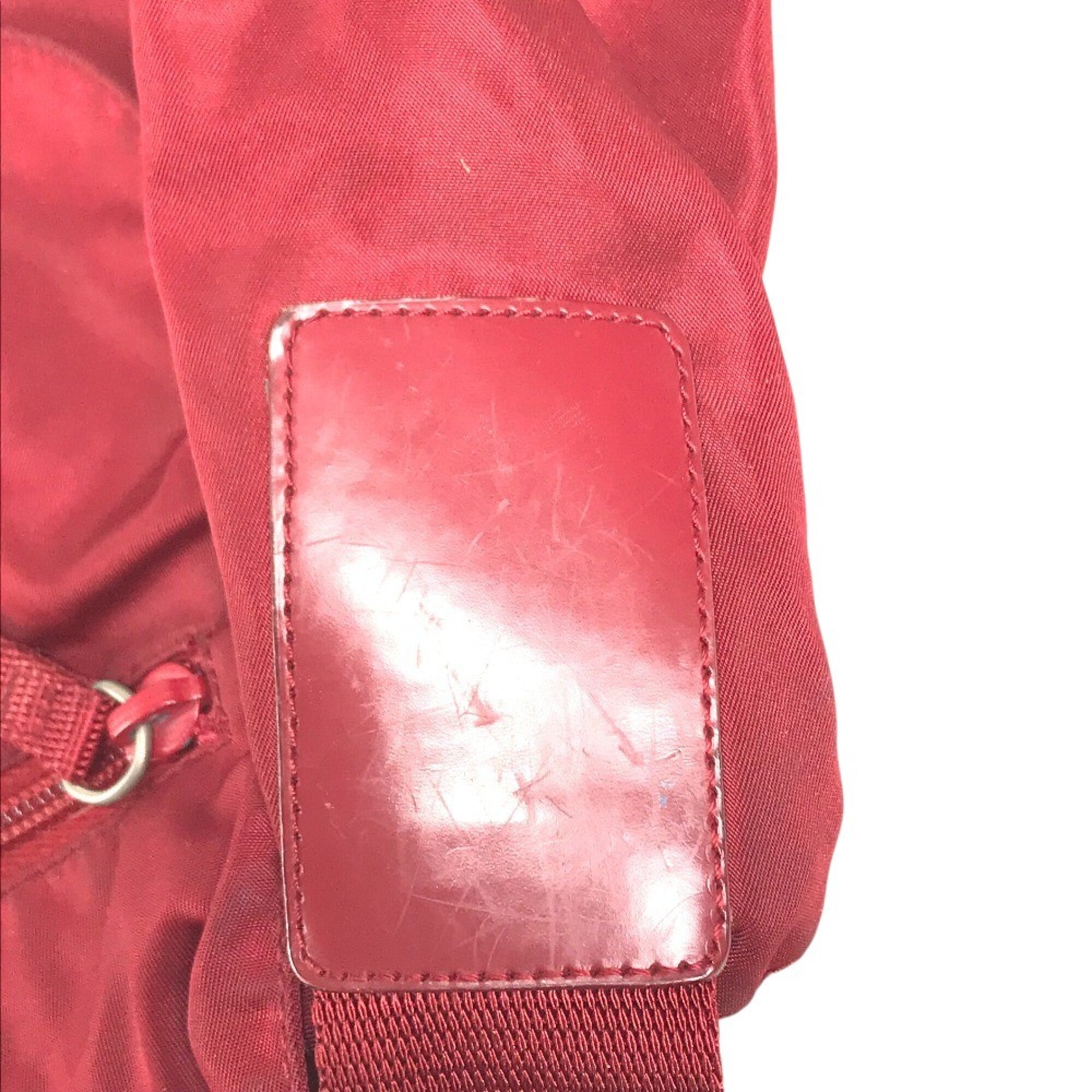 Prada Bordeaux Red Color Nylon Shoulder Bag (Pre-Owned)