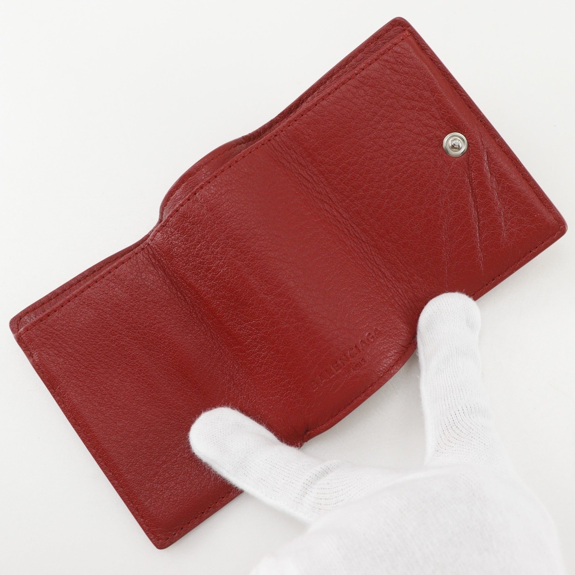 Balenciaga Red Color Leather Wallet (Tri-Fold) (Pre-Owned)