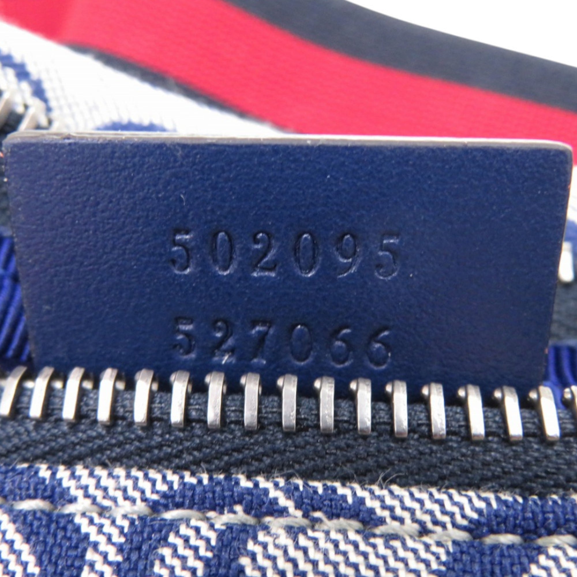 Gucci Blue Navy Red Color Canvas Leather Fanny Pack Pouch (Pre-Owned)