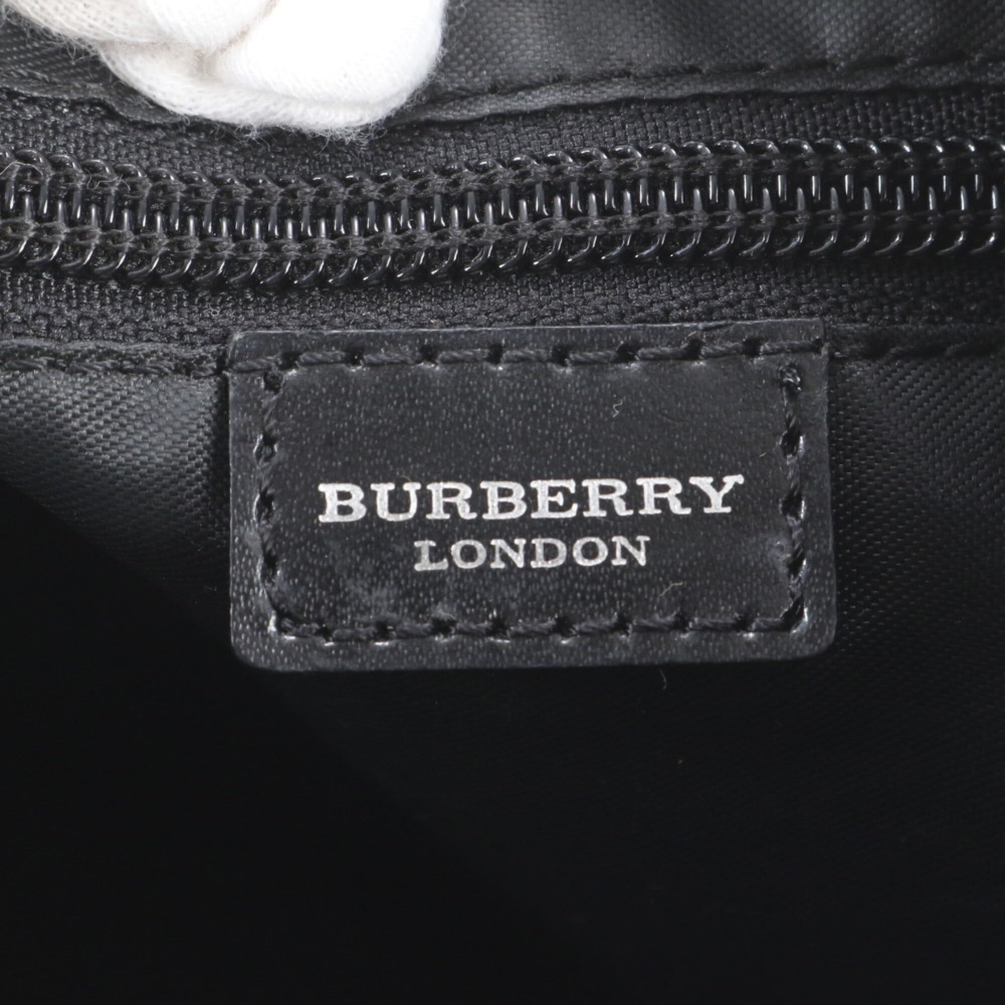 Burberry Black Leather Canvas Messenger Bag Shoulder Bag (Pre-Owned)