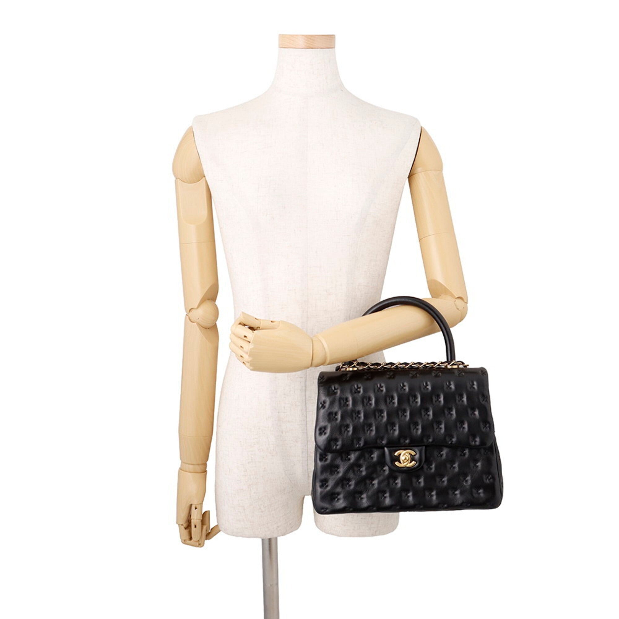 Chanel Black Leather Handbag Shoulder Bag (Pre-Owned)