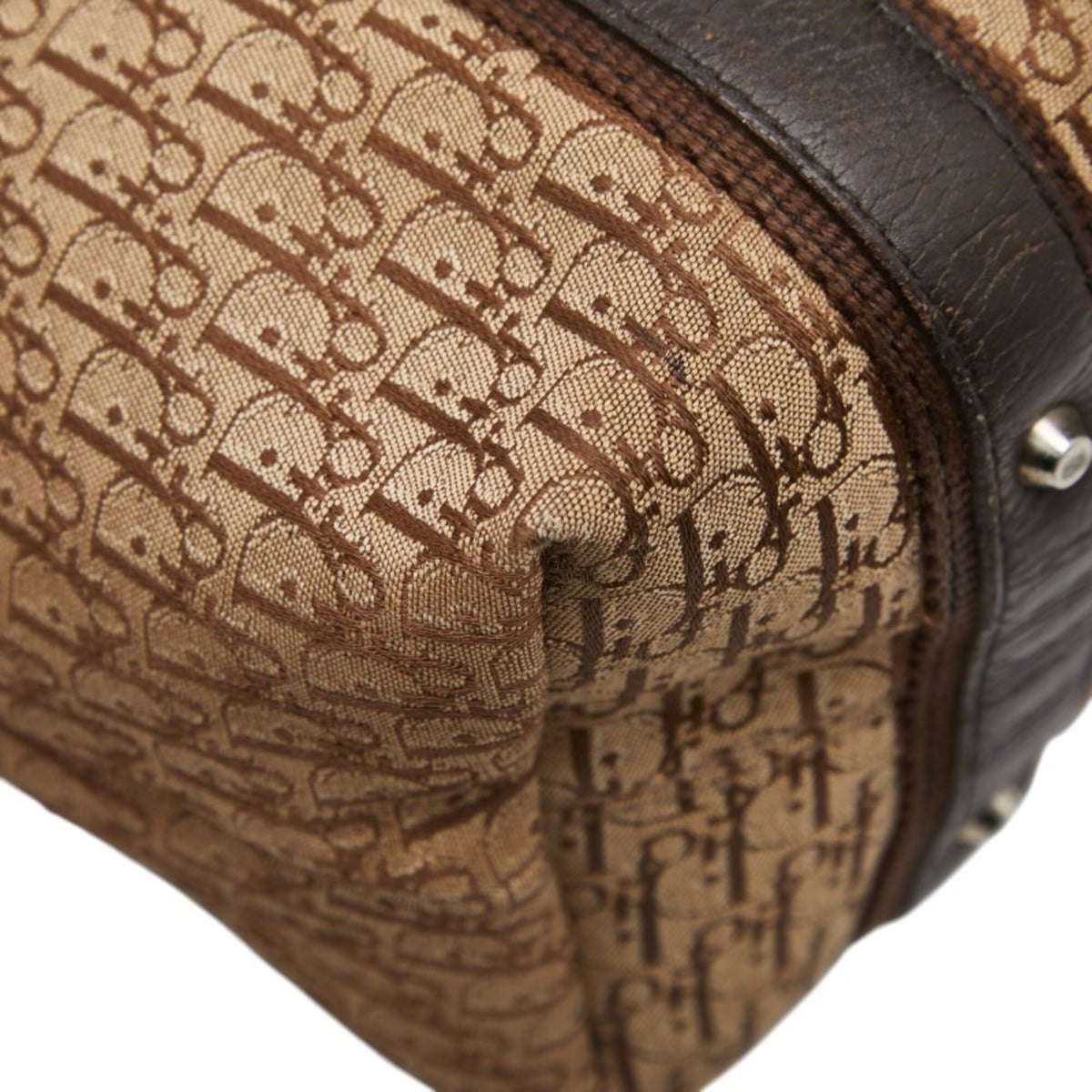 Christian Dior Trotter Beige Brown Leather Canvas Handbag Tote Bag (Pre-Owned)