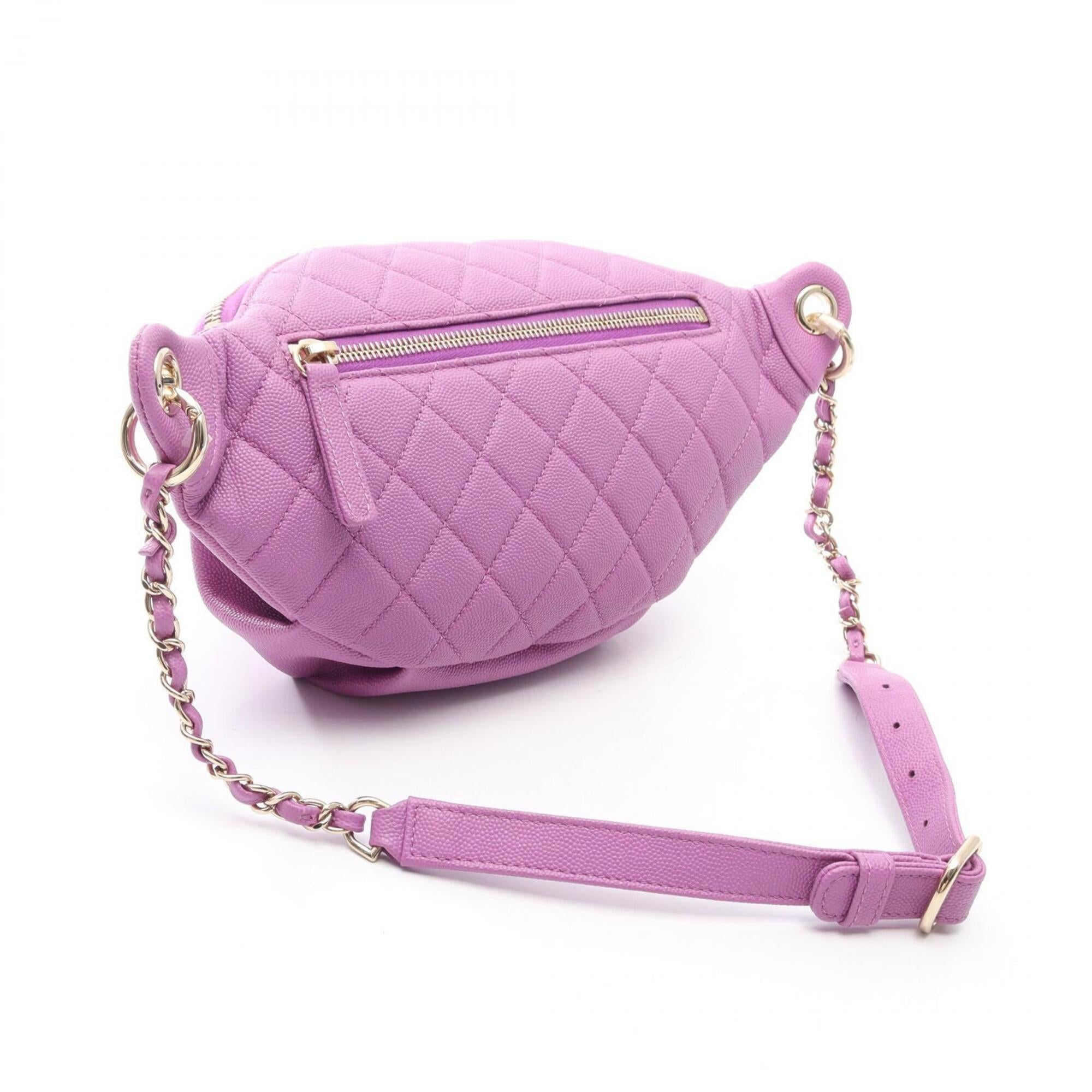 Chanel Purple Grained Calfskin Fanny Pack Handbag (Pre-Owned)