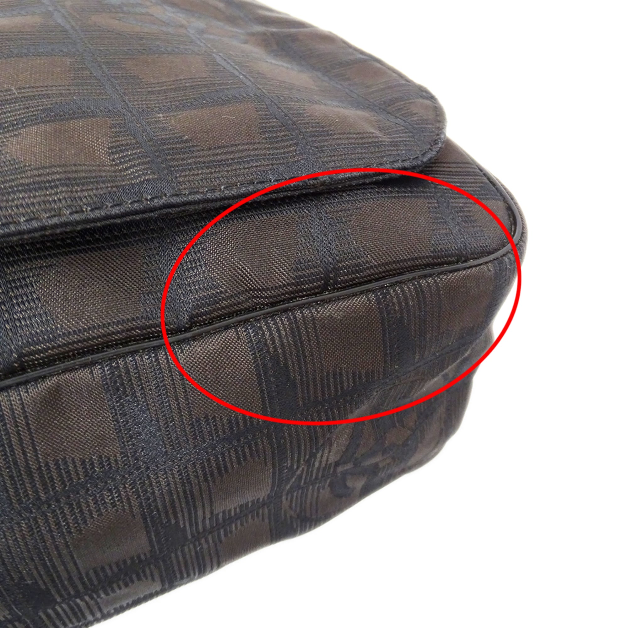 Chanel Brown Nylon Handbag Messenger Bag Shoulder Bag (Pre-Owned)
