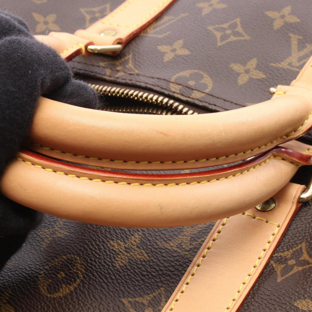 Louis Vuitton Brown Pvc Coated Canvas Leather Boston Bag (Pre-Owned)