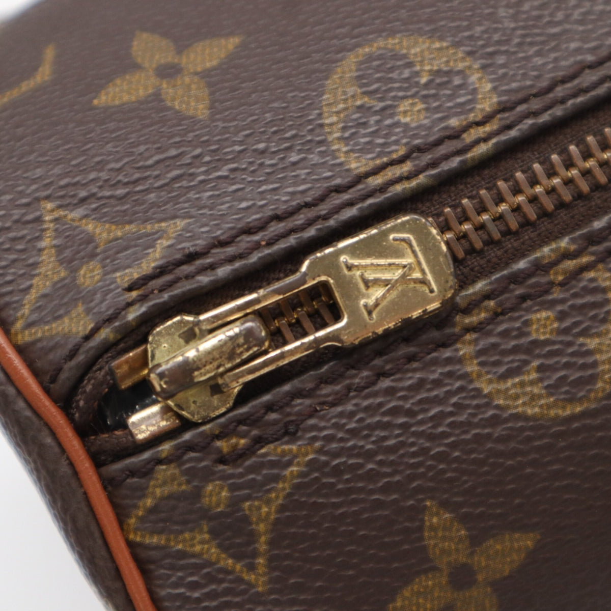 Louis Vuitton Beige Brown Coated Canvas Leather Handbag (Pre-Owned)