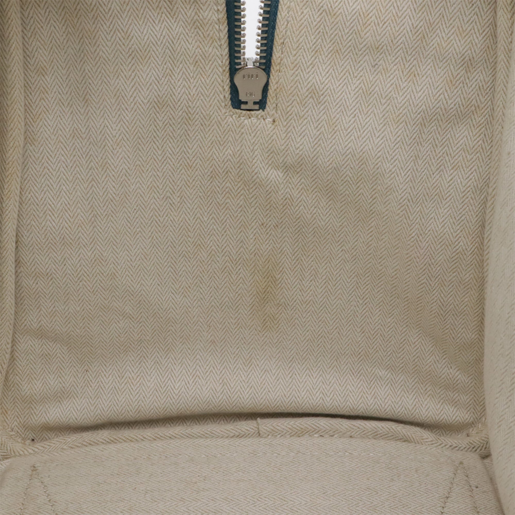 Hermes Beige Blue Jean Toile H Taurillon Clemence Leather Boston Bag (Pre-Owned)