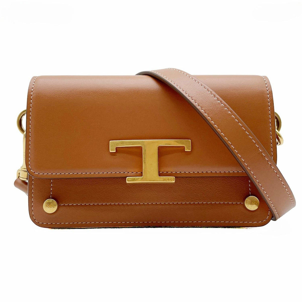 Tod's Brown Gold Leather Pochette Shoulder Bag (Pre-Owned)