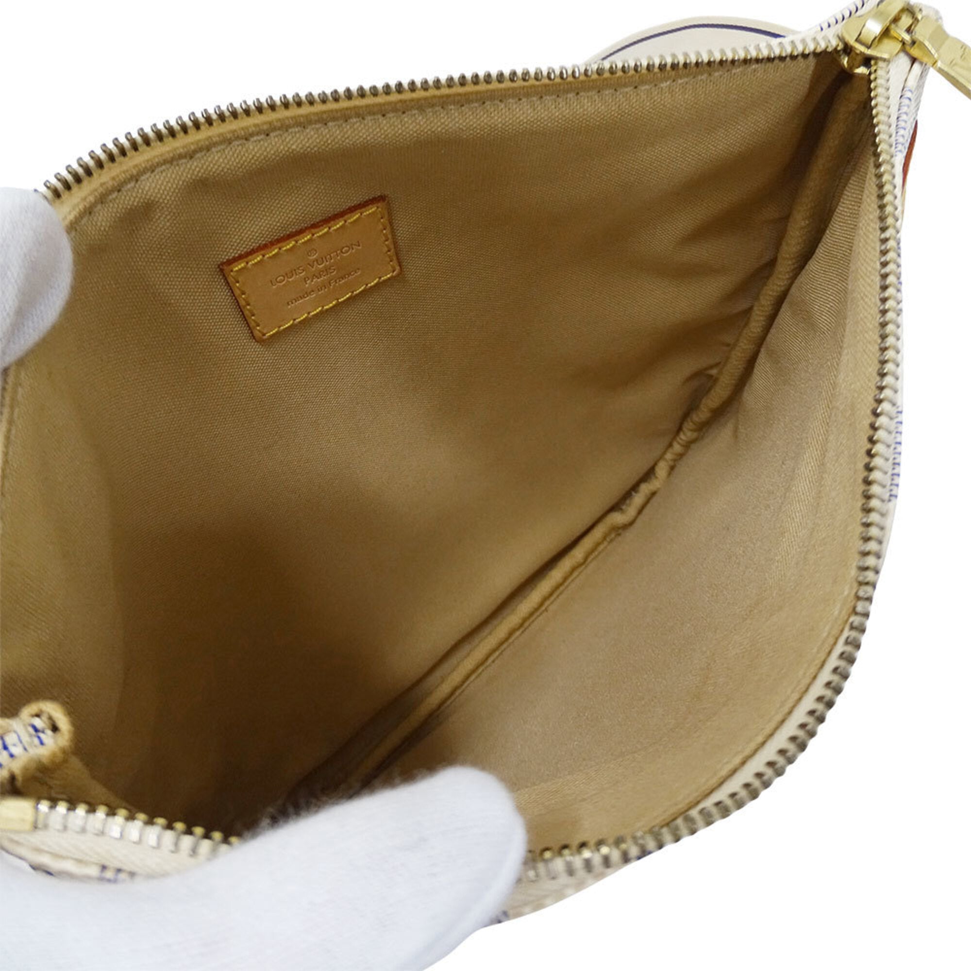 Louis Vuitton Ivory Damier Azur Canvas Pochette Shoulder Bag (Pre-Owned)