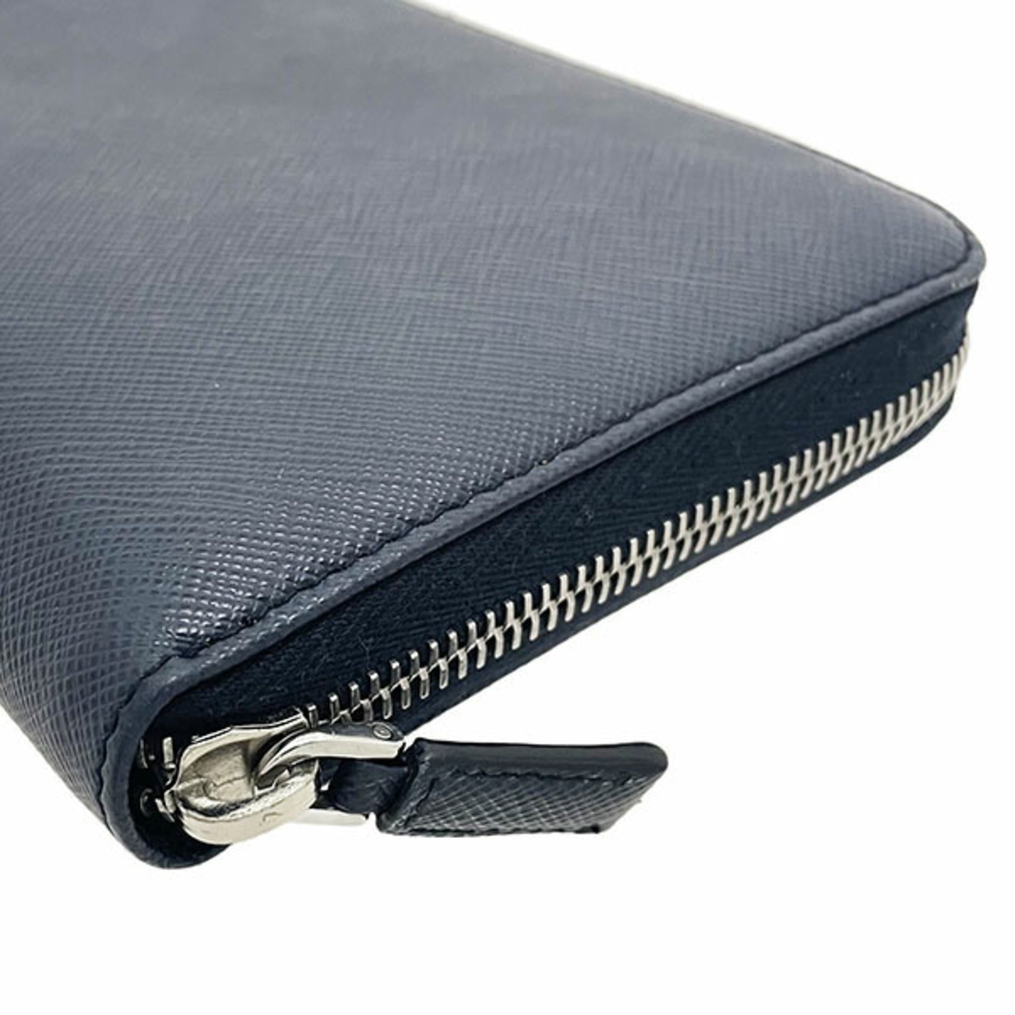 Prada Navy Leather Long Wallet (Bi-Fold) (Pre-Owned)