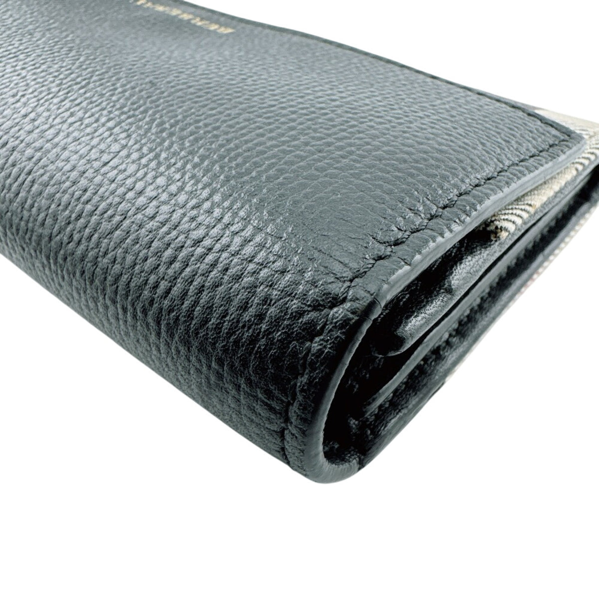 Burberry Black Leather Canvas Long Wallet (Bi-Fold) (Pre-Owned)