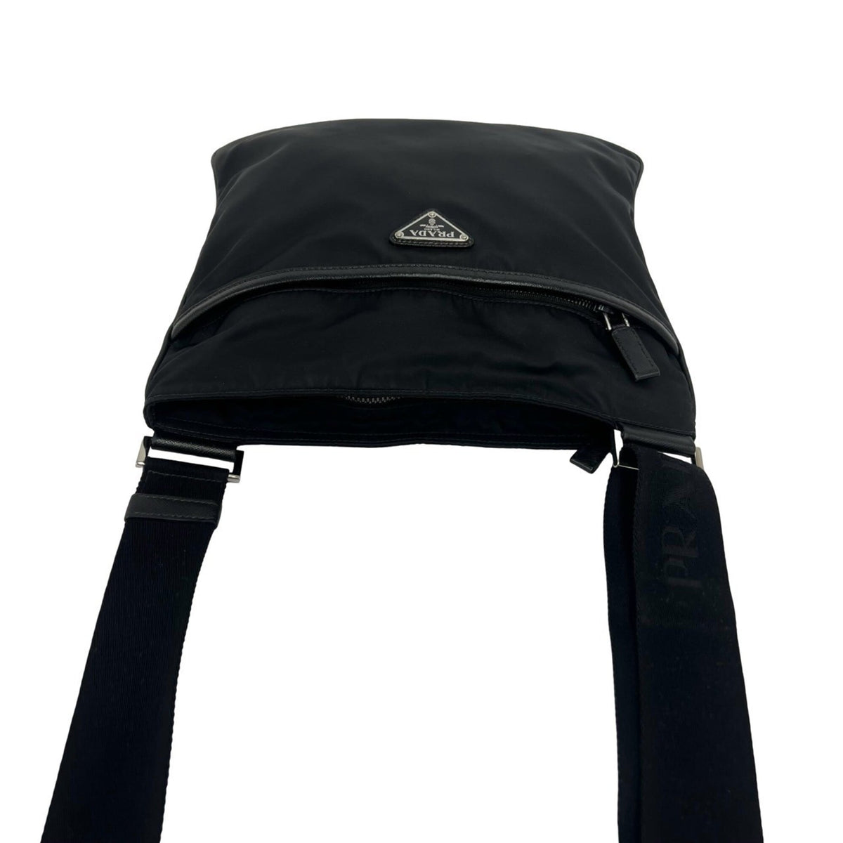 Prada Black Nylon Leather Crossbody Bag Shoulder Bag (Pre-Owned)
