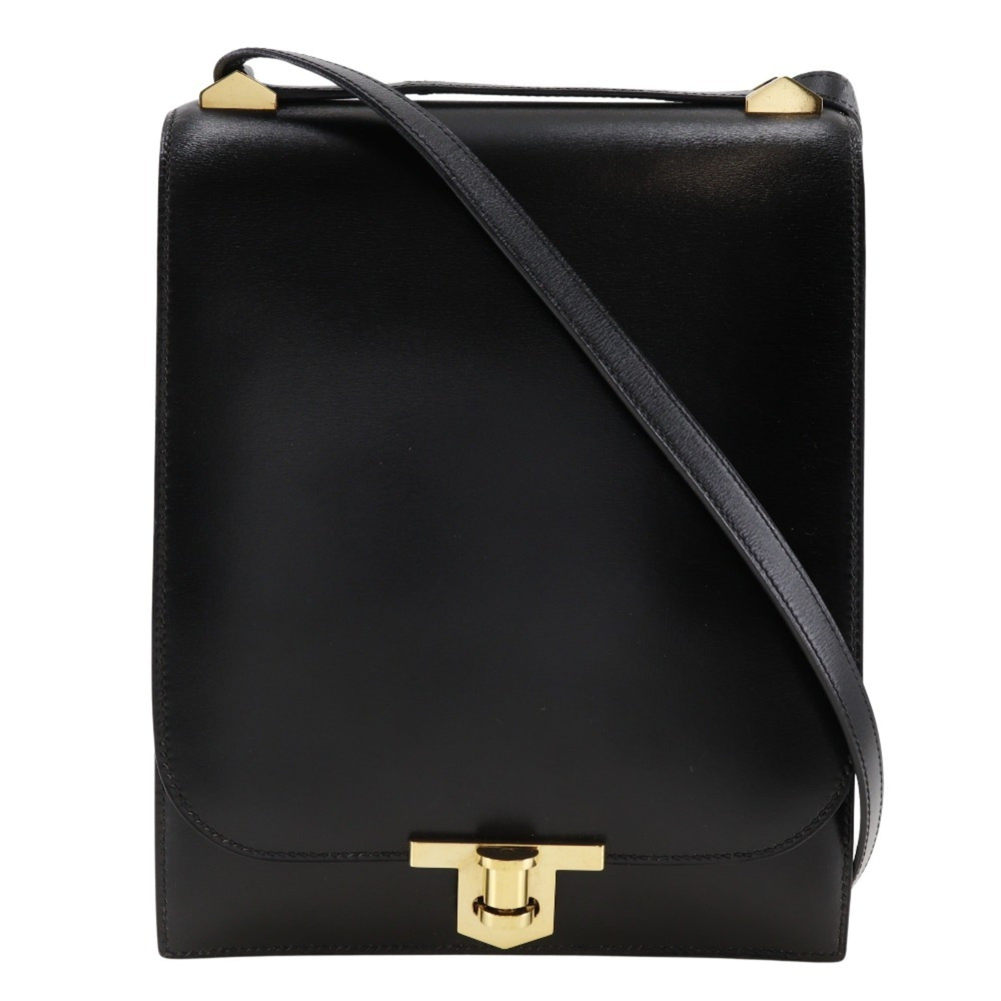 Hermes Black Box Calf Leather Shoulder Bag (Pre-Owned)