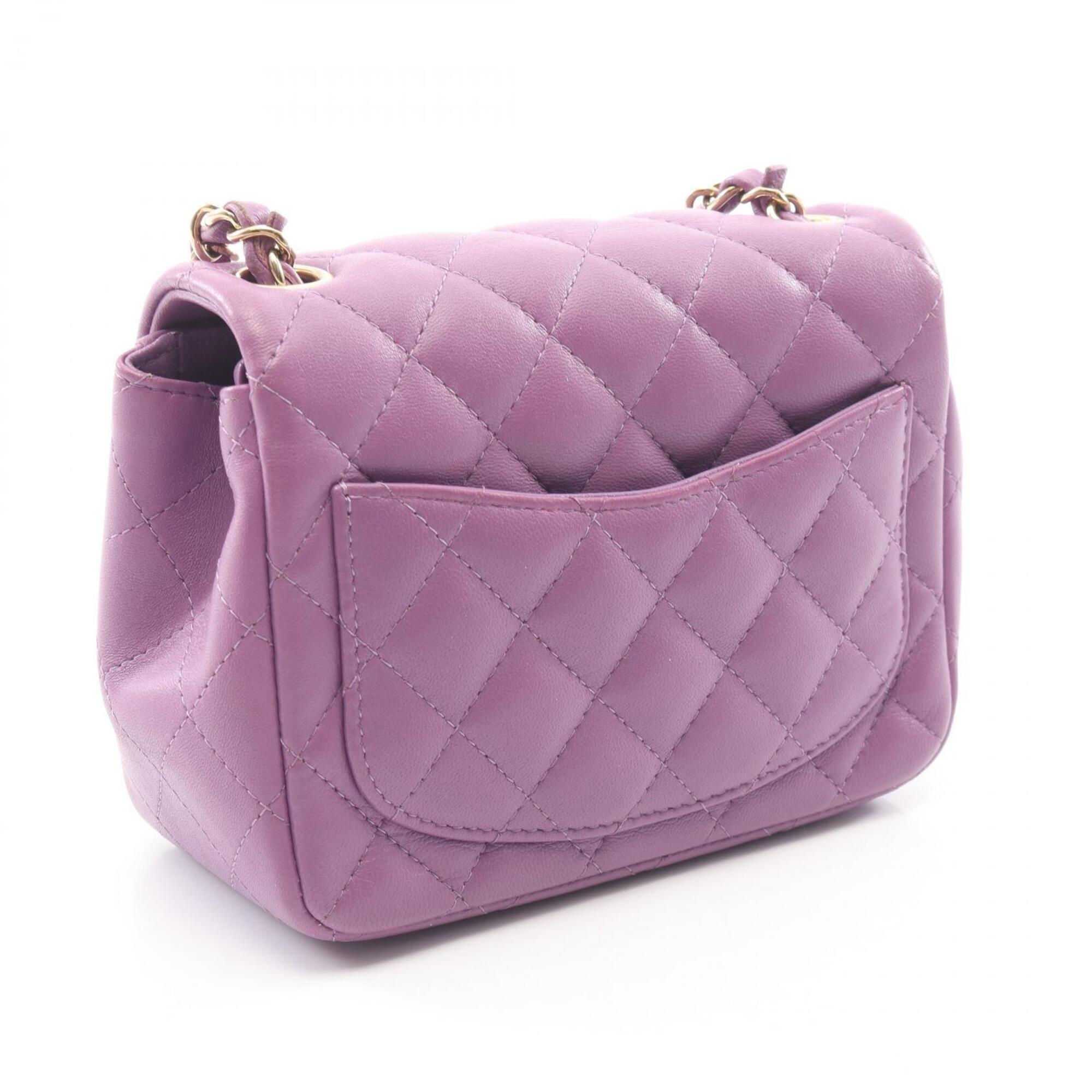 Chanel Purple Leather Handbag Shoulder Bag (Pre-Owned)