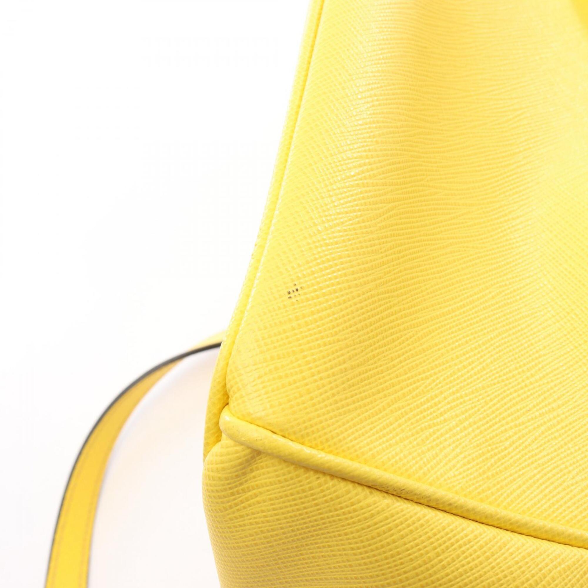 Prada Saffiano Yellow Leather Handbag Tote Bag (Pre-Owned)