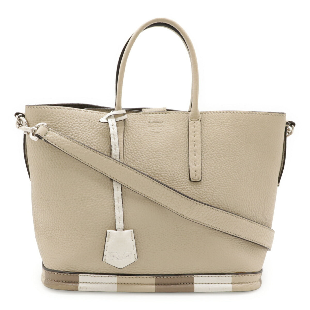 Fendi Beige Sand Leather Handbag Shoulder Bag (Pre-Owned)