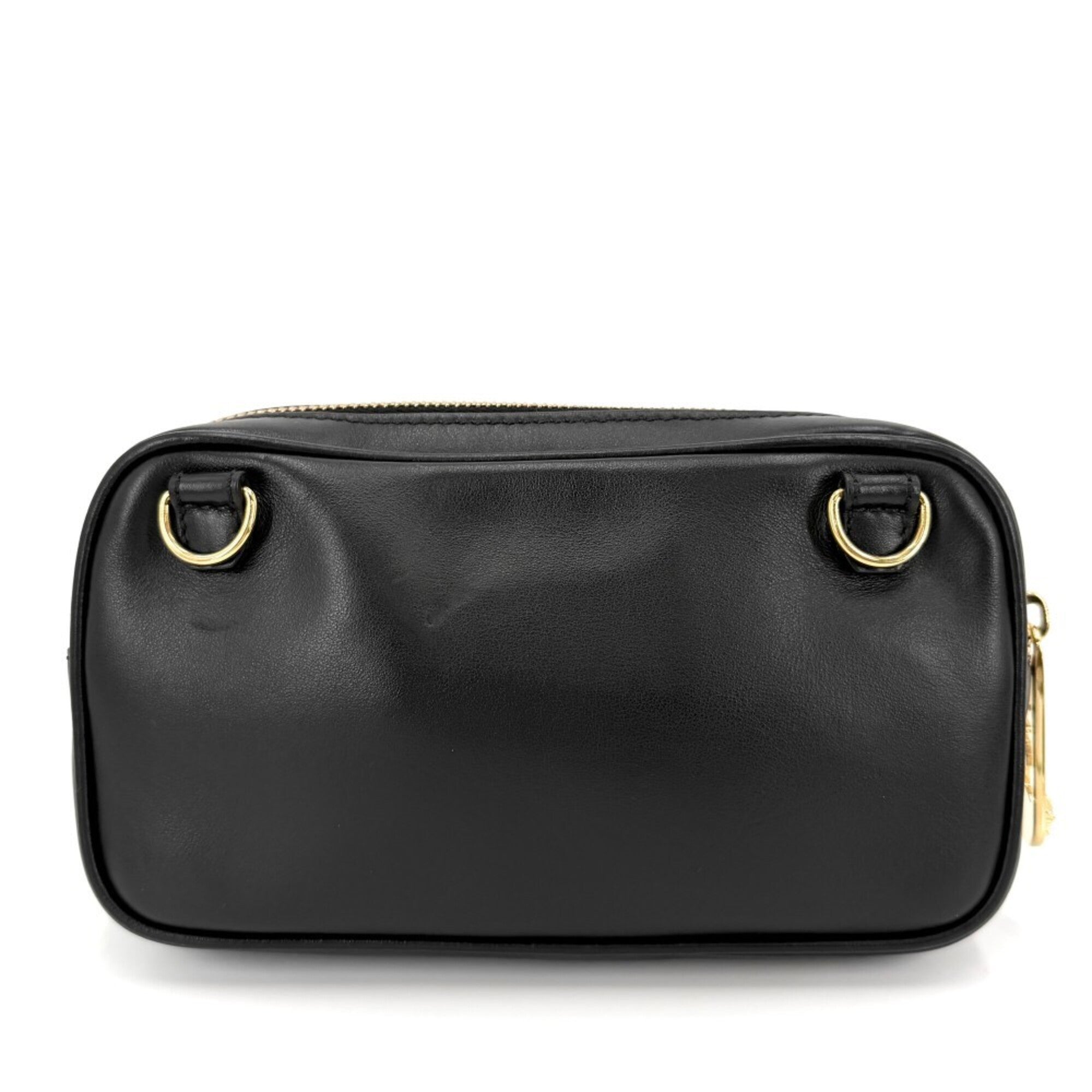 Versace Black Gold Leather Shoulder Bag (Pre-Owned)