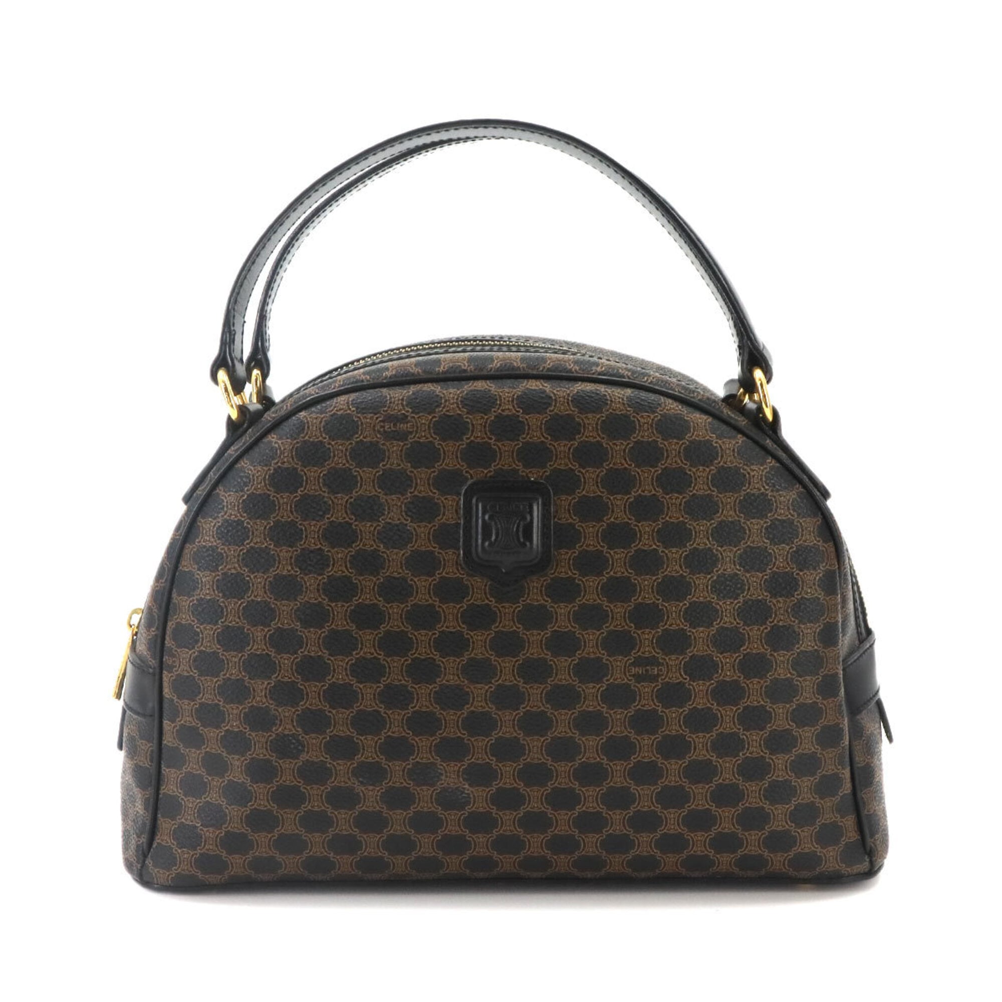 Celine Macadam Black Brown Pvc Leather Handbag (Pre-Owned)