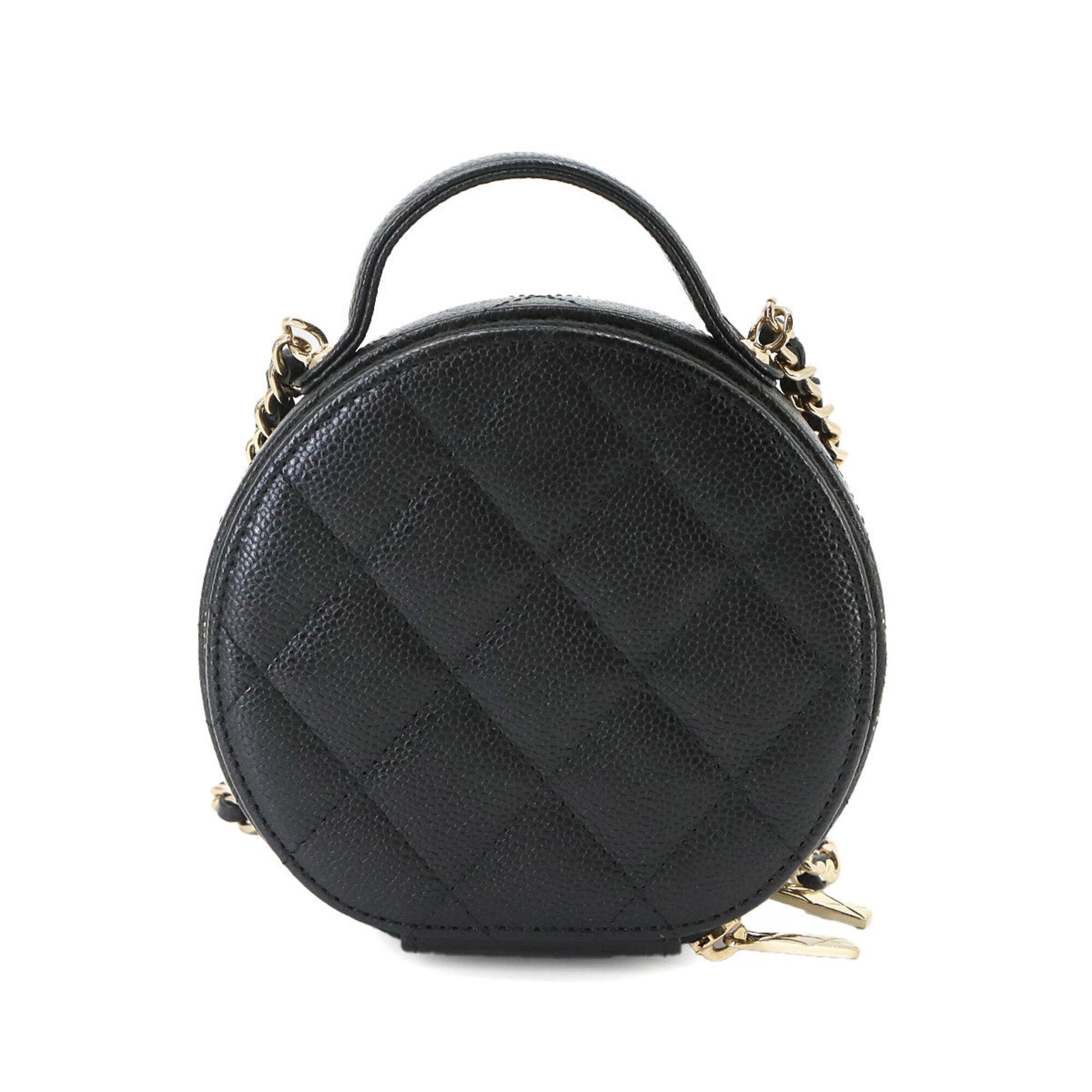 Chanel Matelasse Black Grained Calfskin Shoulder Bag Vanity Bag (Pre-Owned)
