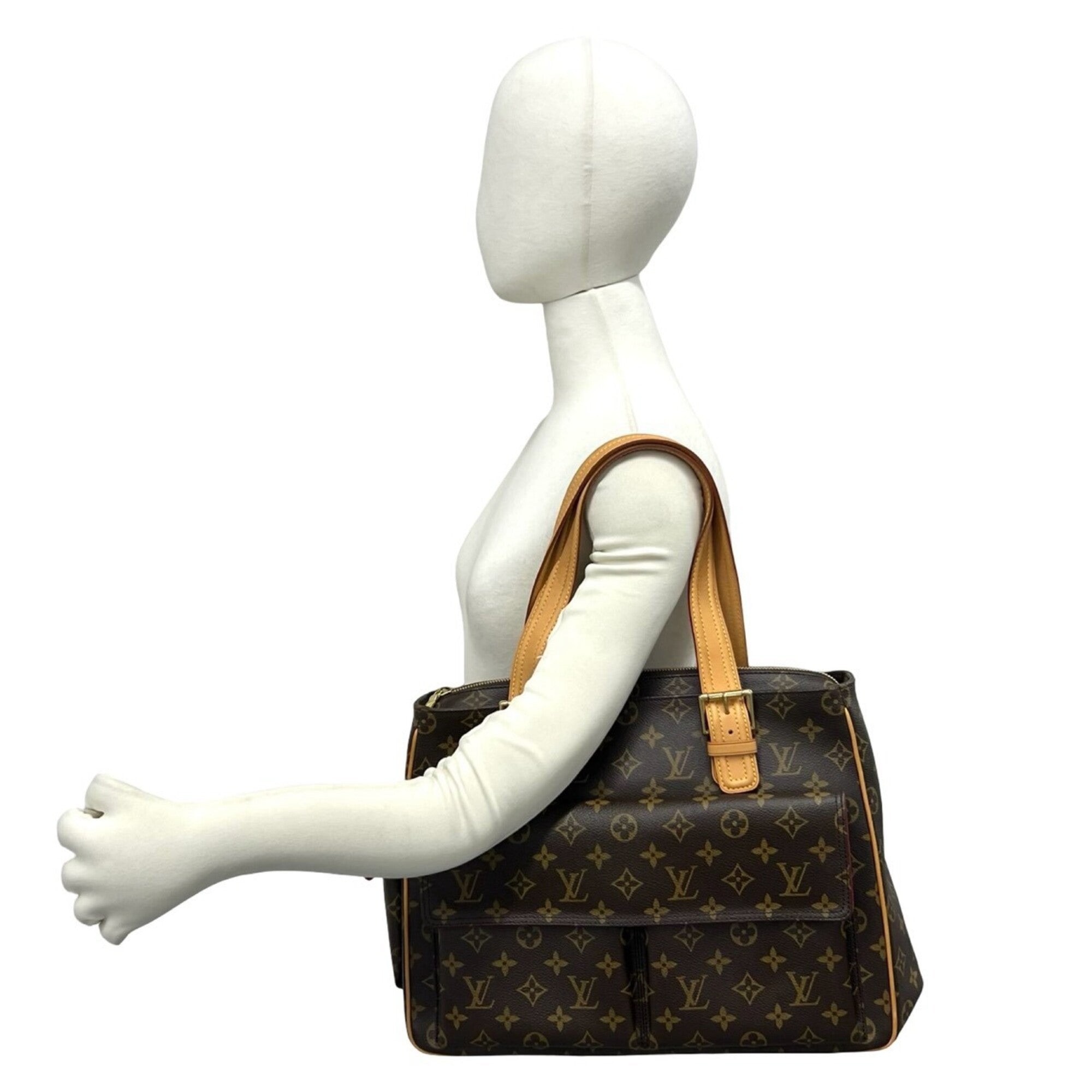 Louis Vuitton Brown Leather Pvc Shoulder Bag Tote Bag (Pre-Owned)