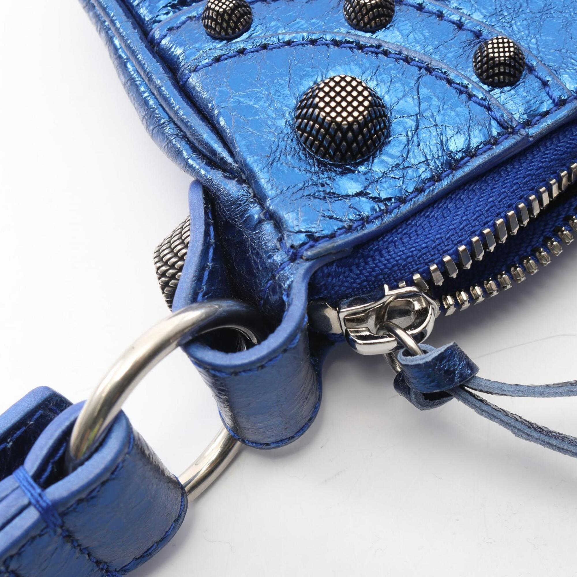 Balenciaga Blue Metallic Leather Handbag Shoulder Bag (Pre-Owned)