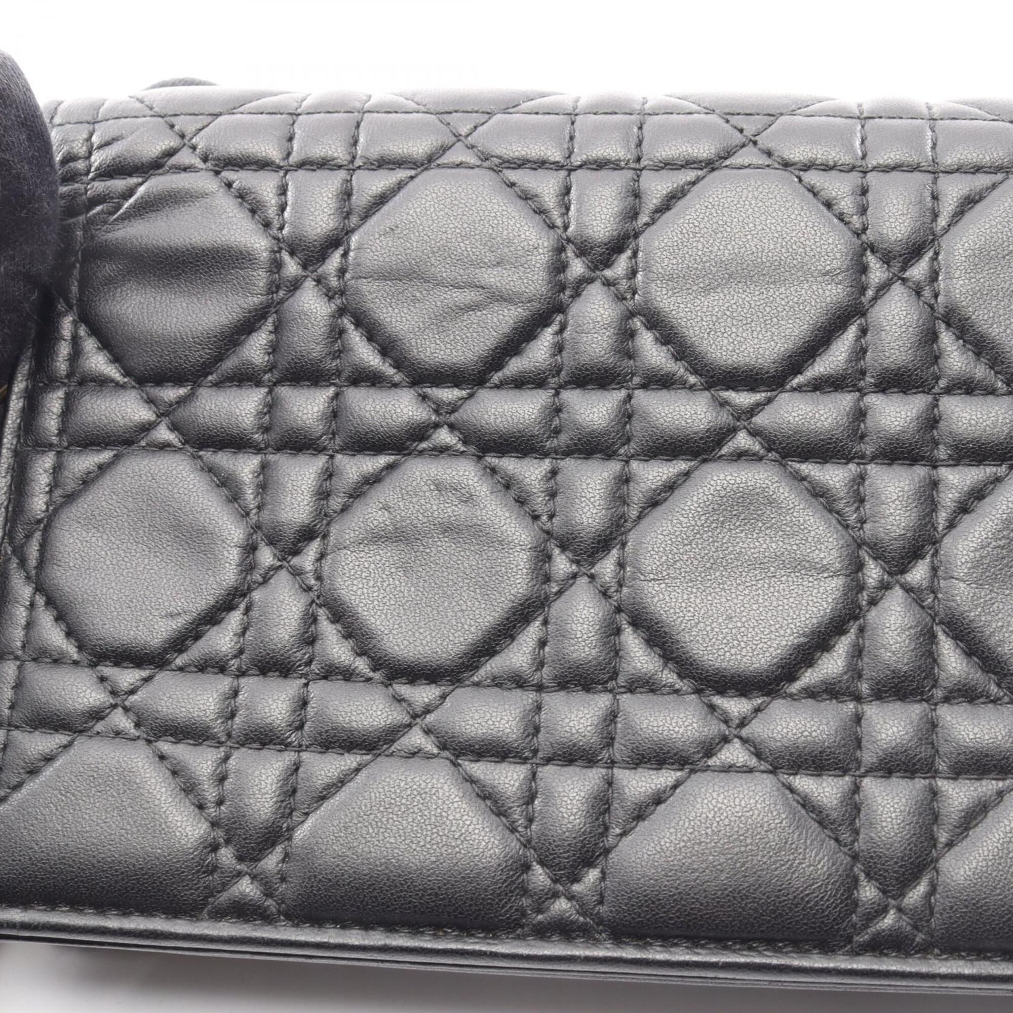 Christian Dior Black Leather Handbag Pouch Shoulder Bag (Pre-Owned)
