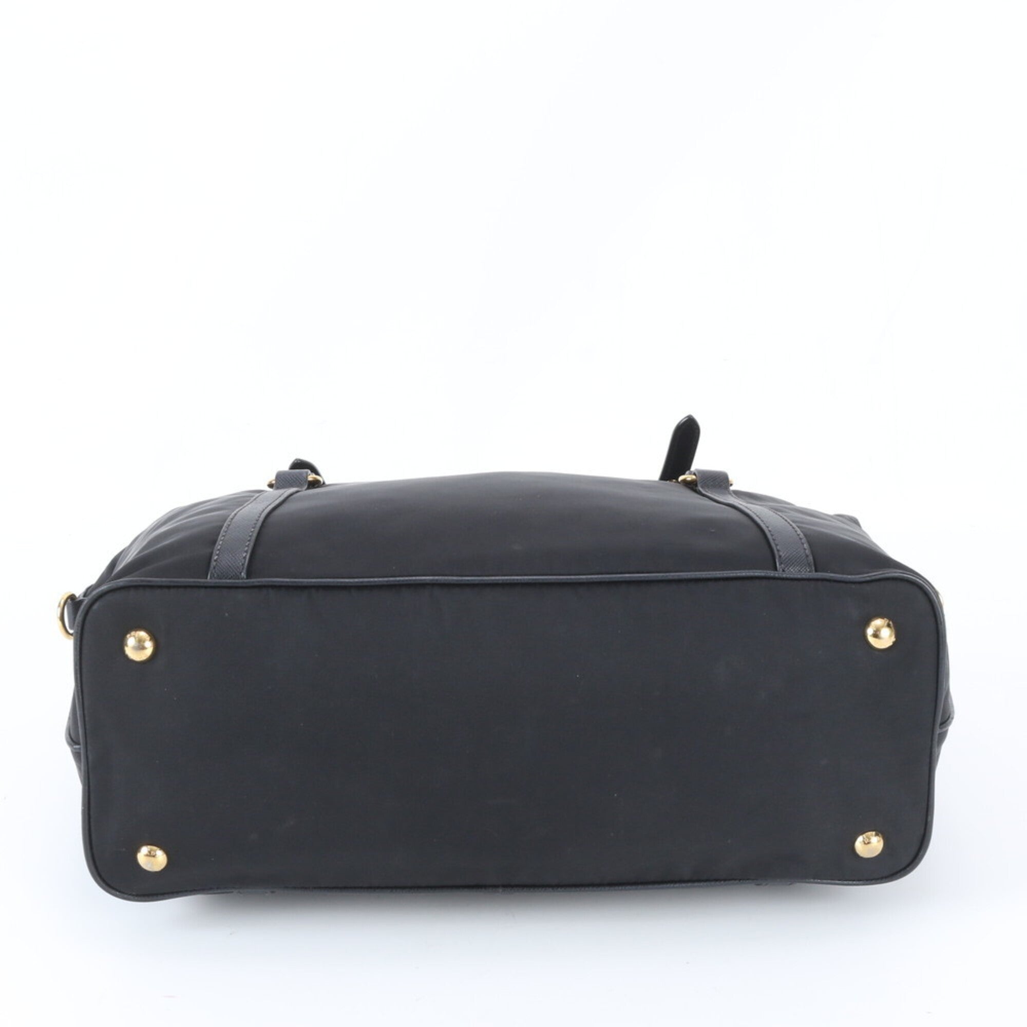 Prada Saffiano Black Nylon Leather Tote Bag (Pre-Owned)