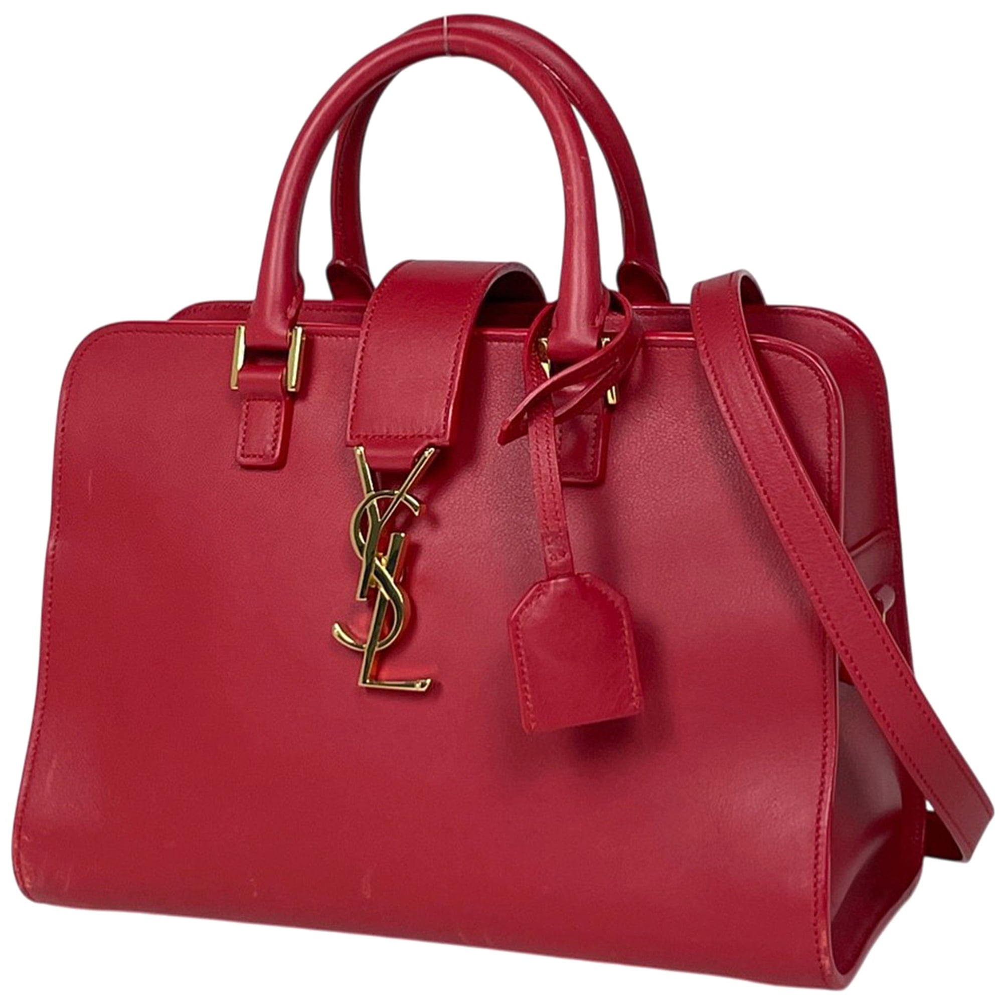 Saint Laurent Red Color Leather Handbag Shoulder Bag (Pre-Owned)