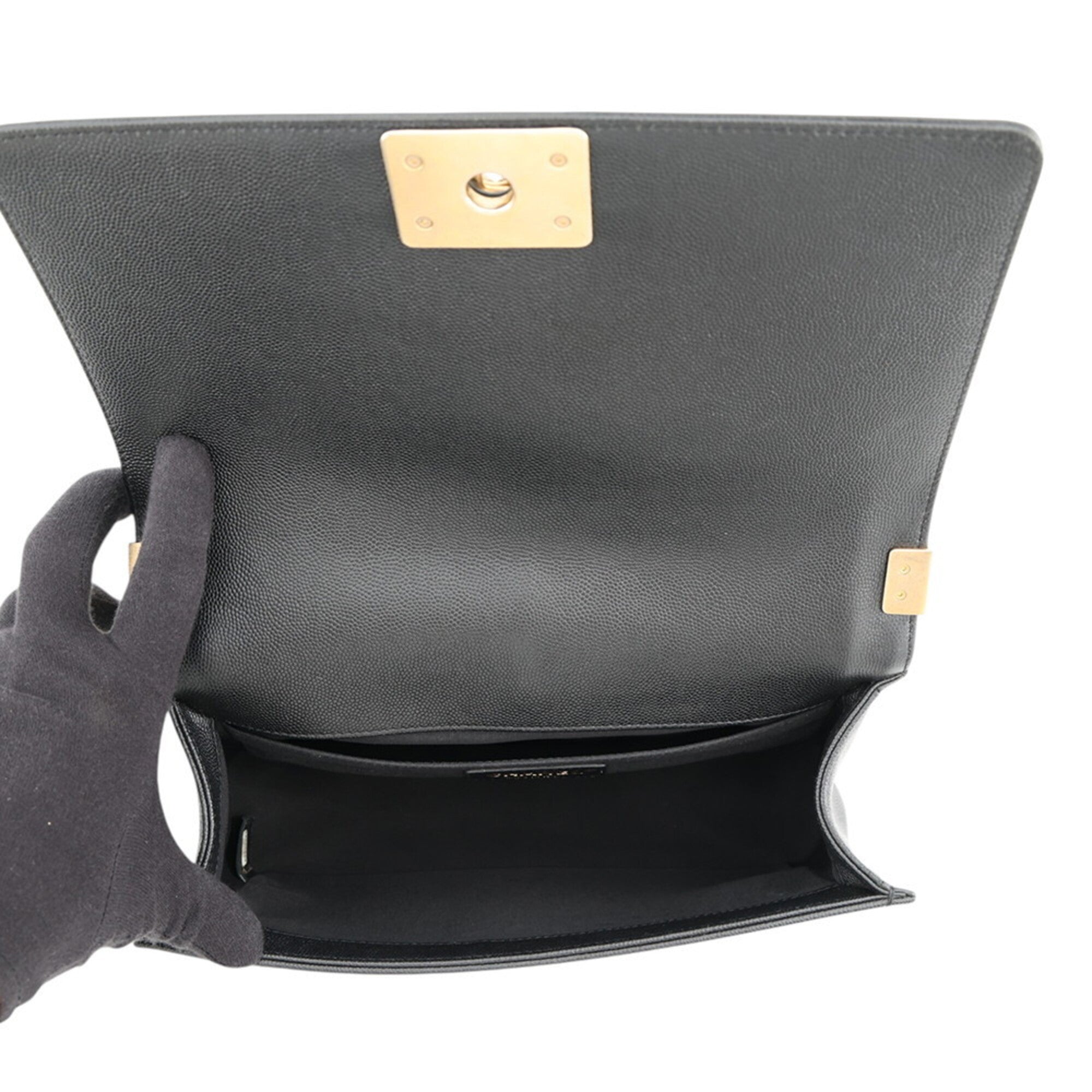 Chanel Black Grained Calfskin Handbag Shoulder Bag (Pre-Owned)
