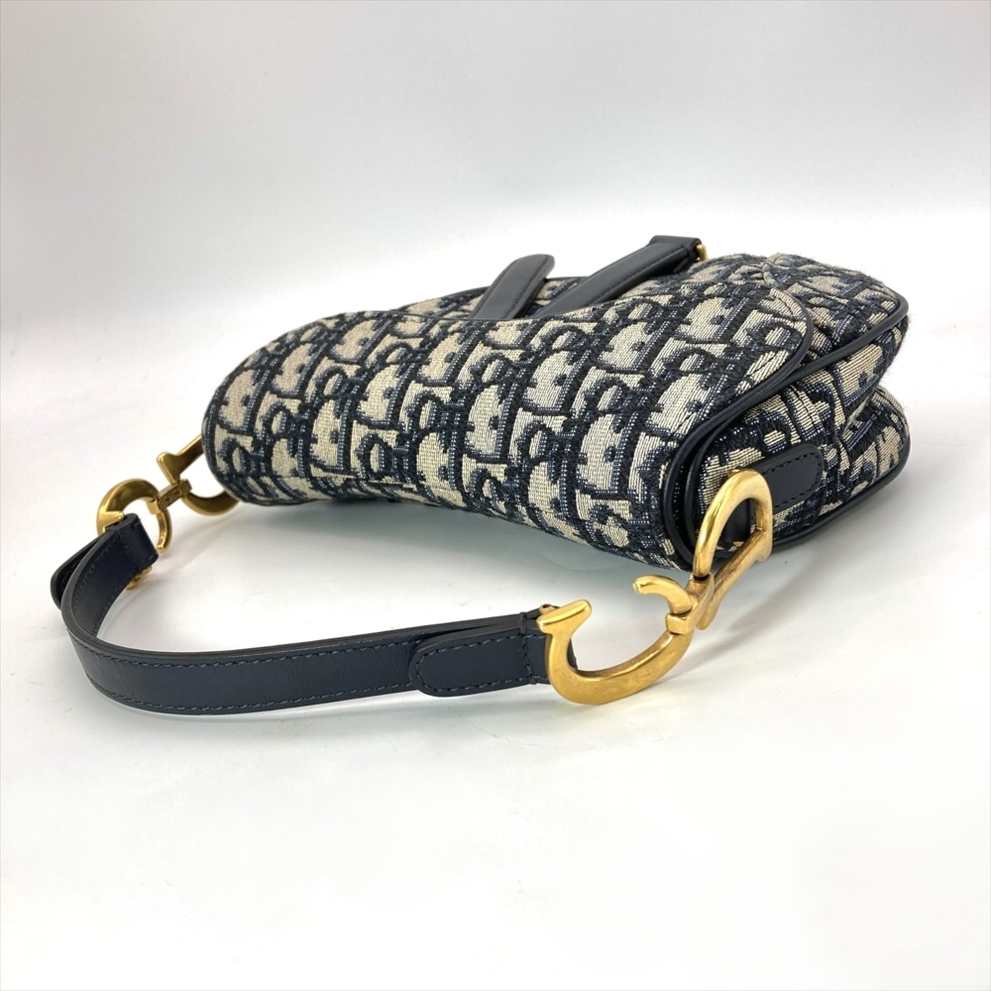 Christian Dior Navy Canvas Saddle Bag Shoulder Bag (Pre-Owned)