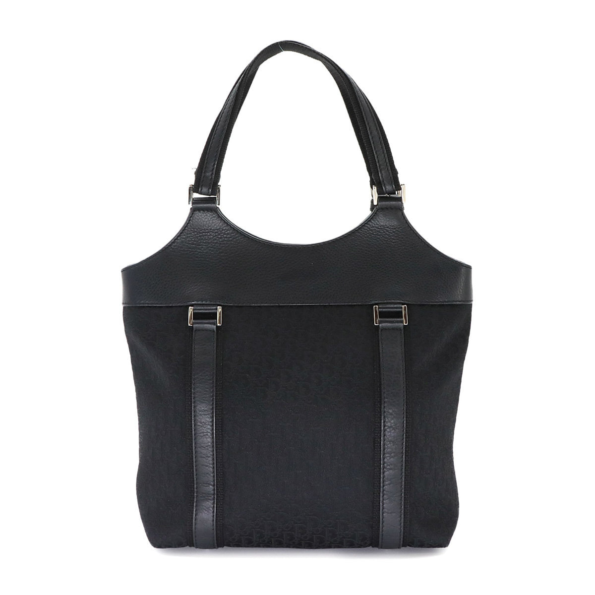 Christian Dior Trotter Black Canvas Leather Handbag Tote Bag (Pre-Owned)