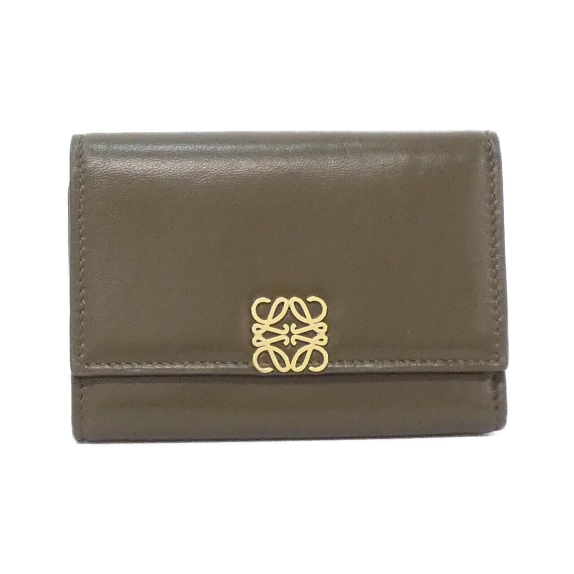 Loewe Dark Khaki Green Leather Wallet (Tri-Fold) (Pre-Owned)