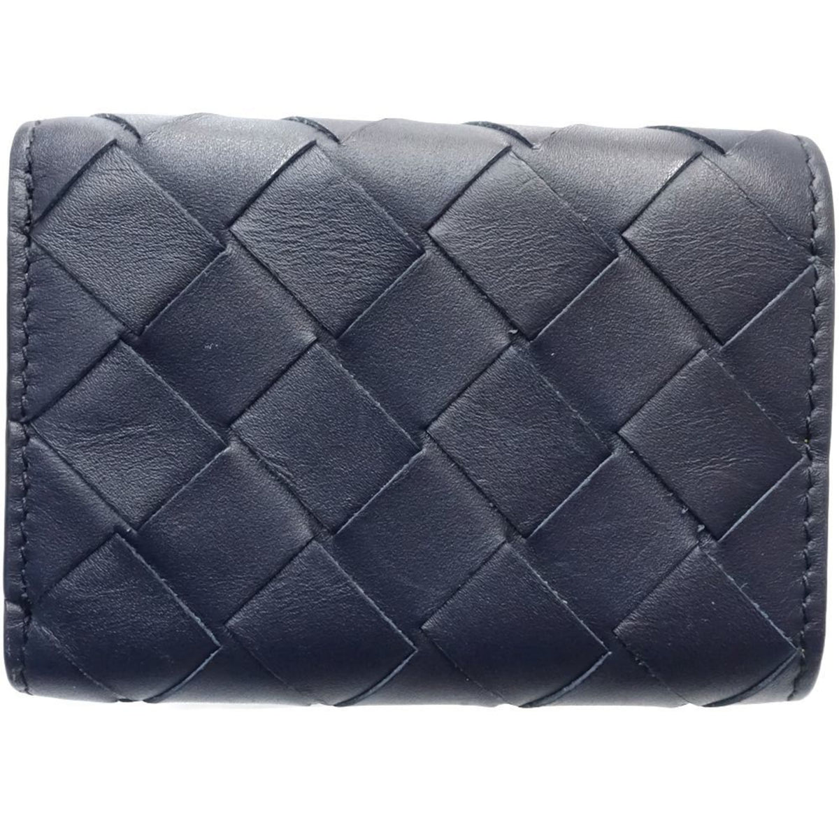 Bottega Veneta Intrecciato Navy Yellow Intrecciato Wallet (Tri-Fold) (Pre-Owned)