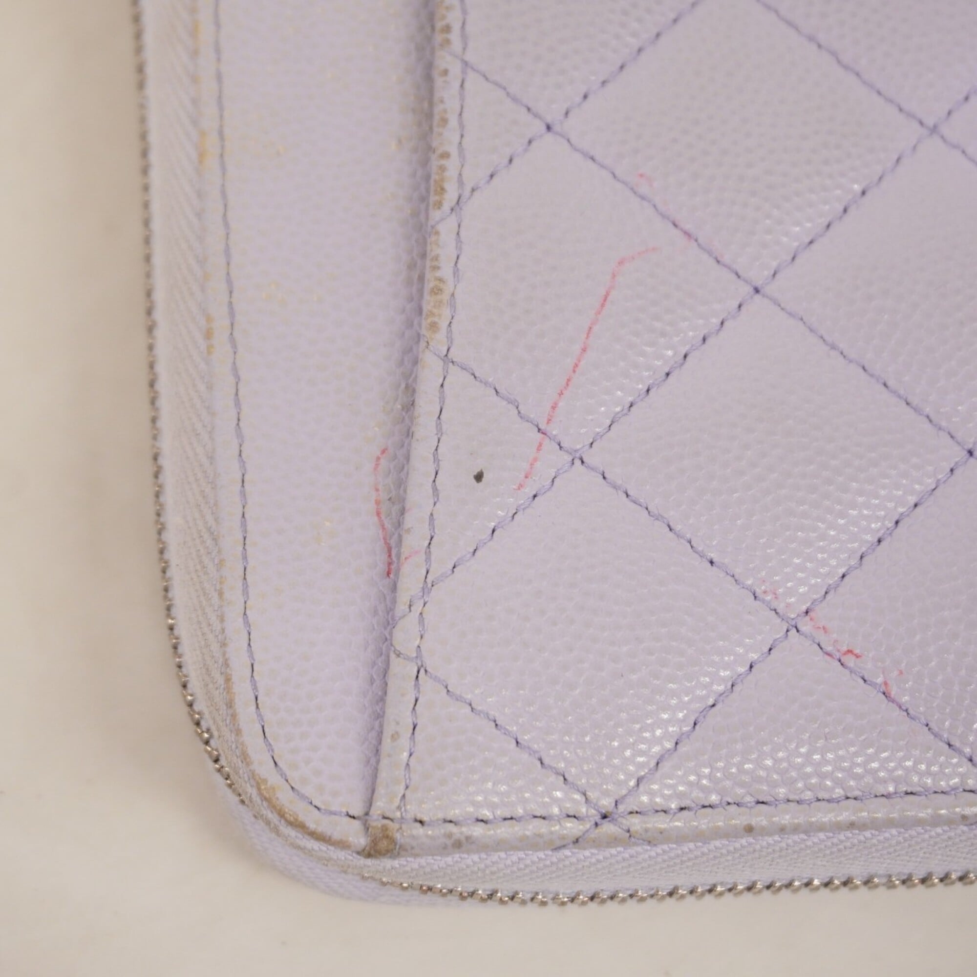 Chanel Purple Grained Calfskin Long Wallet (Bi-Fold) (Pre-Owned)