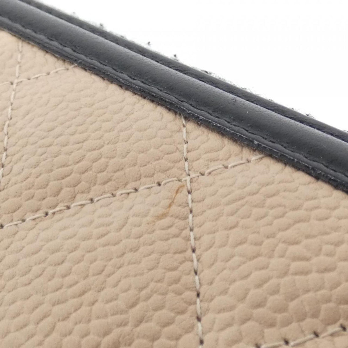 Chanel Beige Black Grained Calfskin Coin Purse/Coin Case (Pre-Owned)