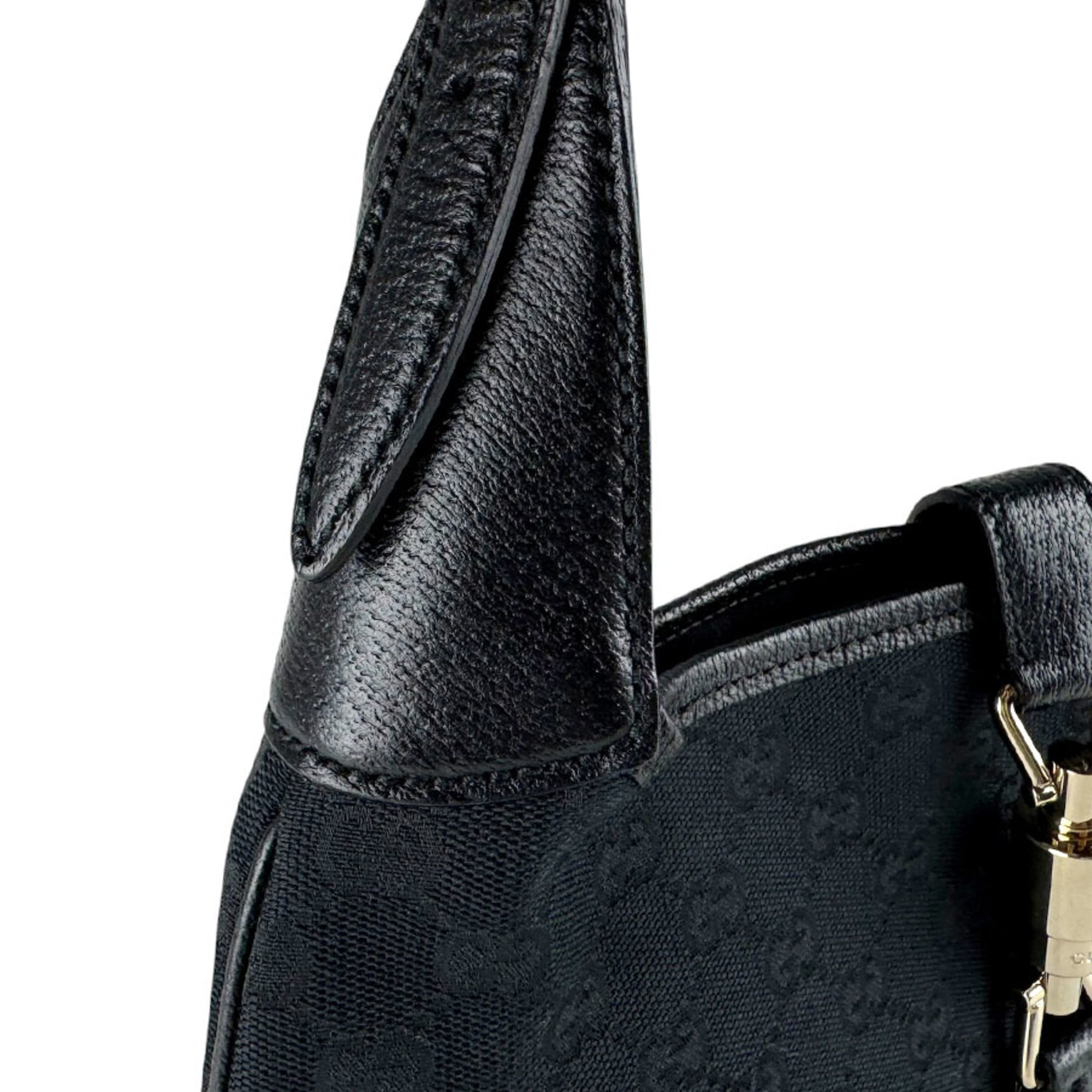 Gucci Black Gg Canvas Leather Handbag (Pre-Owned)
