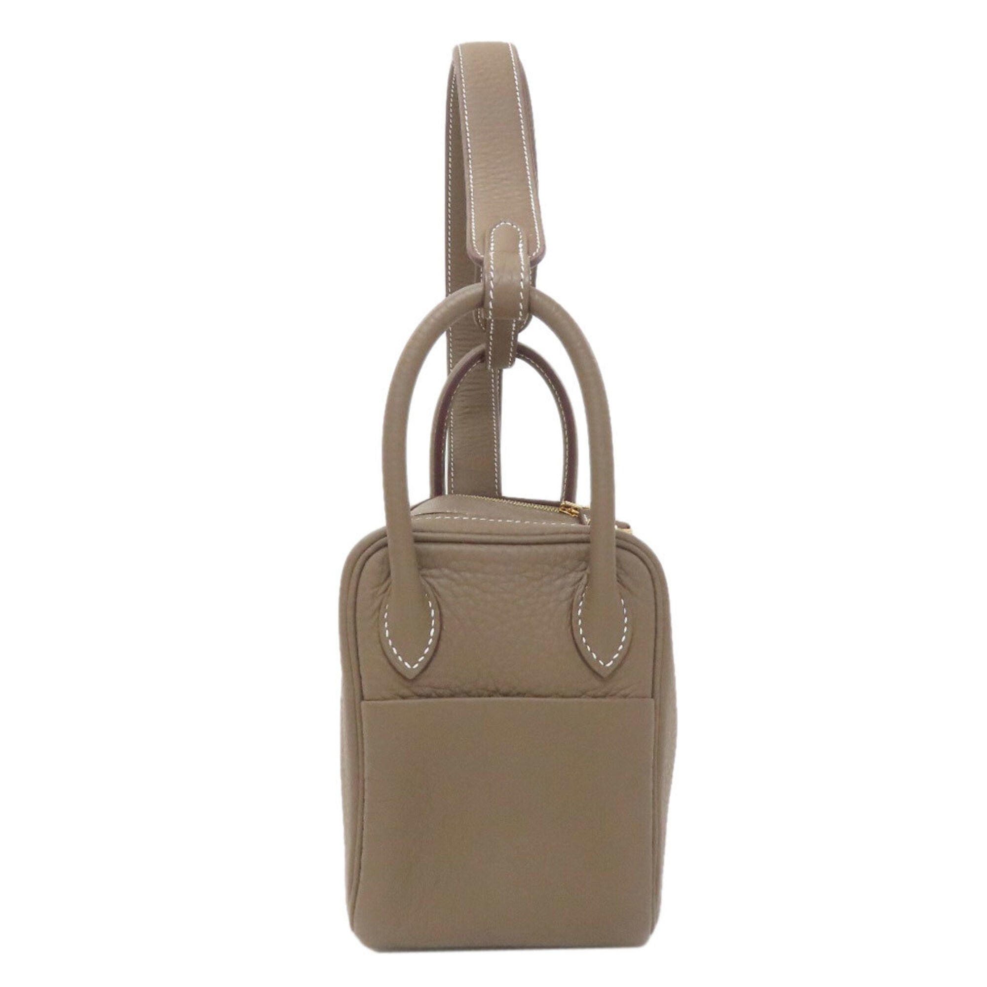 Hermes Lindy Etoupe Gray Taurillon Clemence Leather Handbag (Pre-Owned)