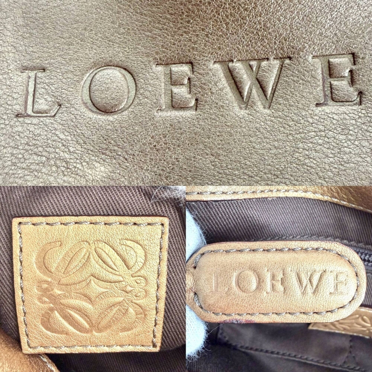 Loewe Bronze Leather Handbag Shoulder Bag (Pre-Owned)