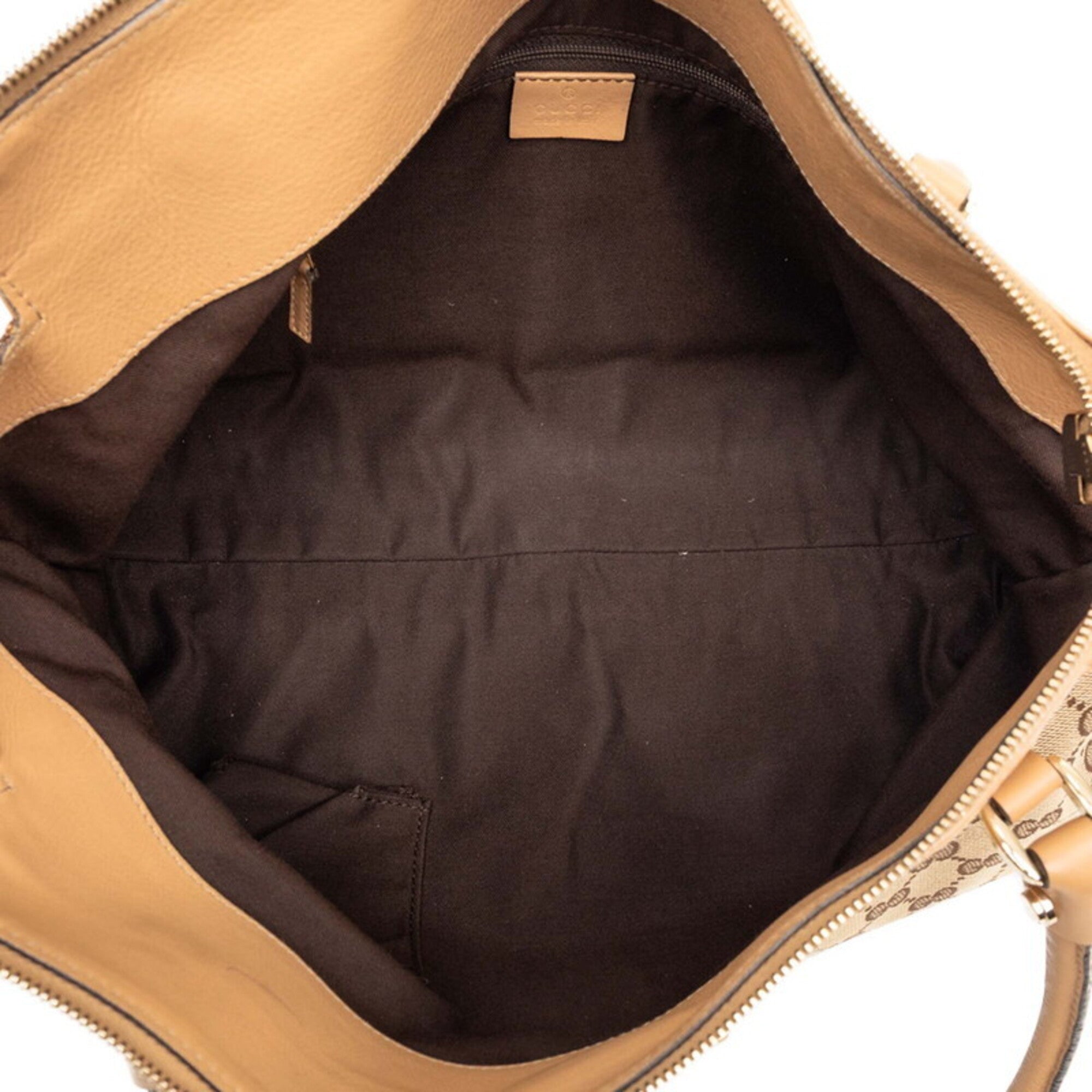 Gucci Brown Canvas Leather Handbag Shoulder Bag Tote Bag (Pre-Owned)