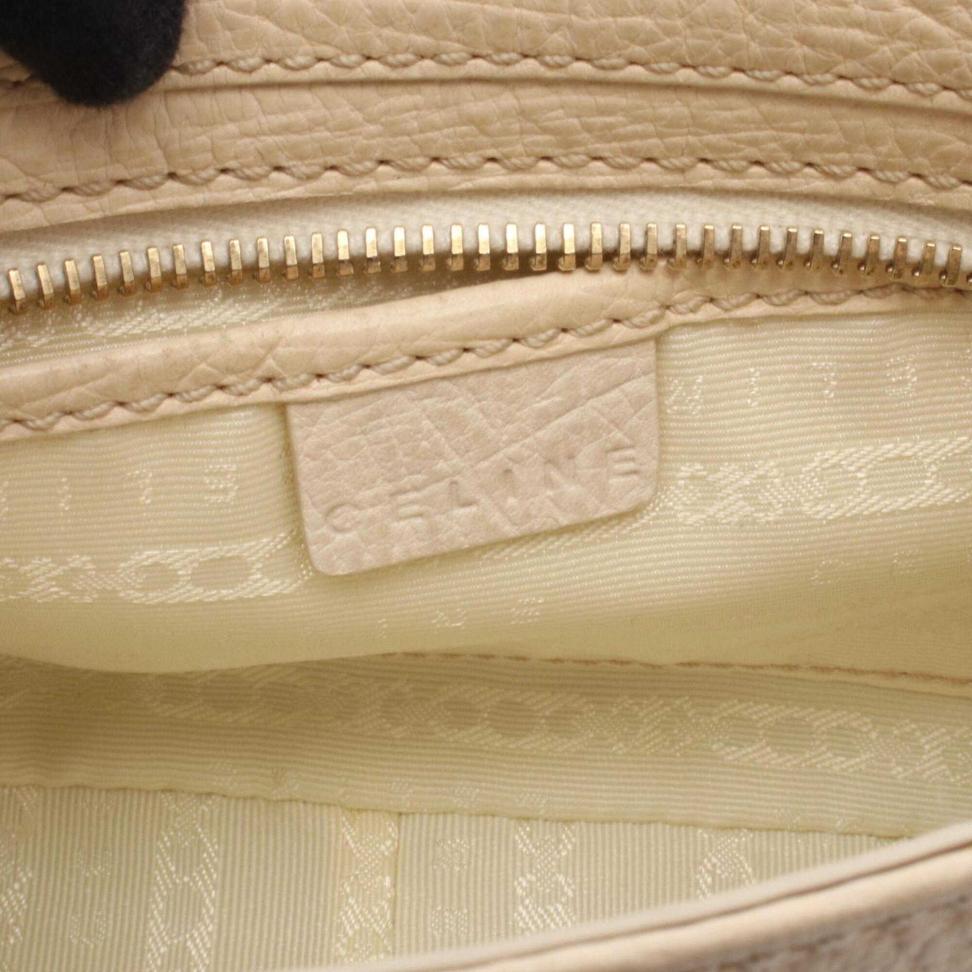 Celine Blue Ivory Canvas Leather Handbag Shoulder Bag (Pre-Owned)