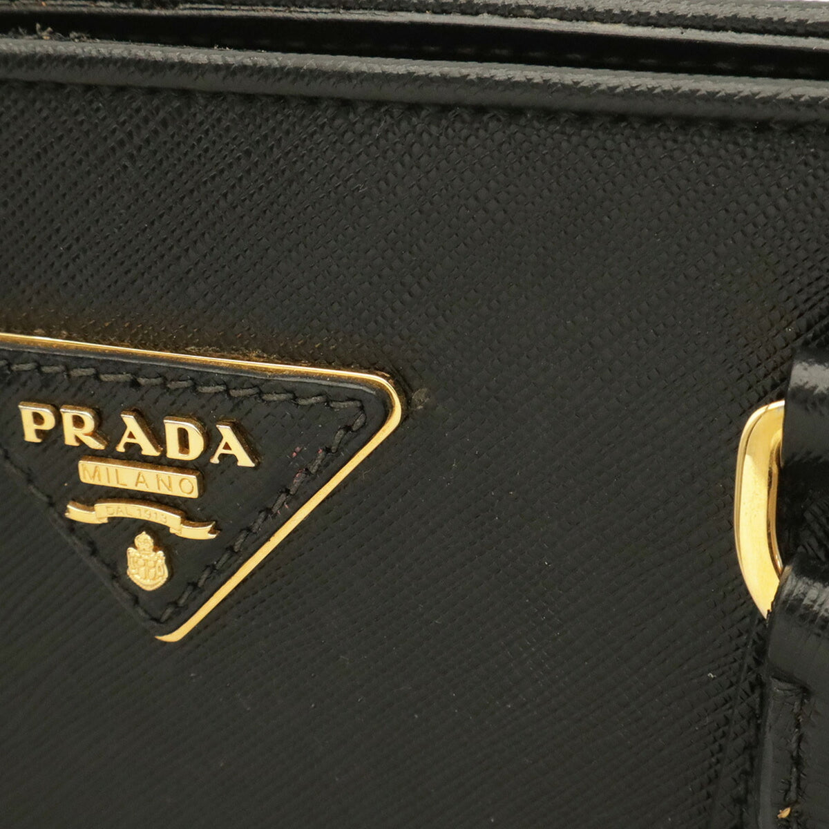 Prada Saffiano Black Nero Leather Handbag Shoulder Bag Tote Bag (Pre-Owned)