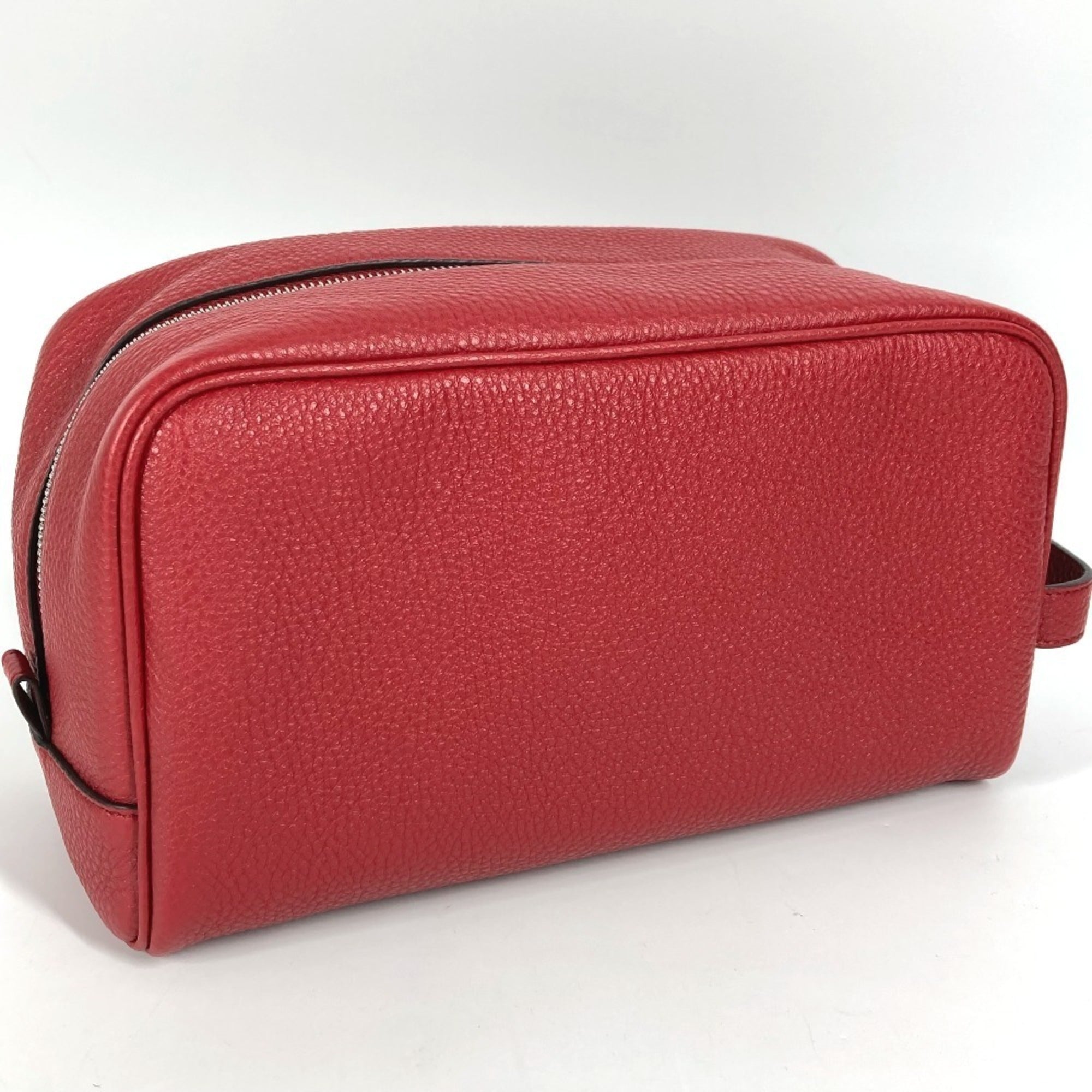 Fendi Red Color Leather Clutch Bag (Pre-Owned)