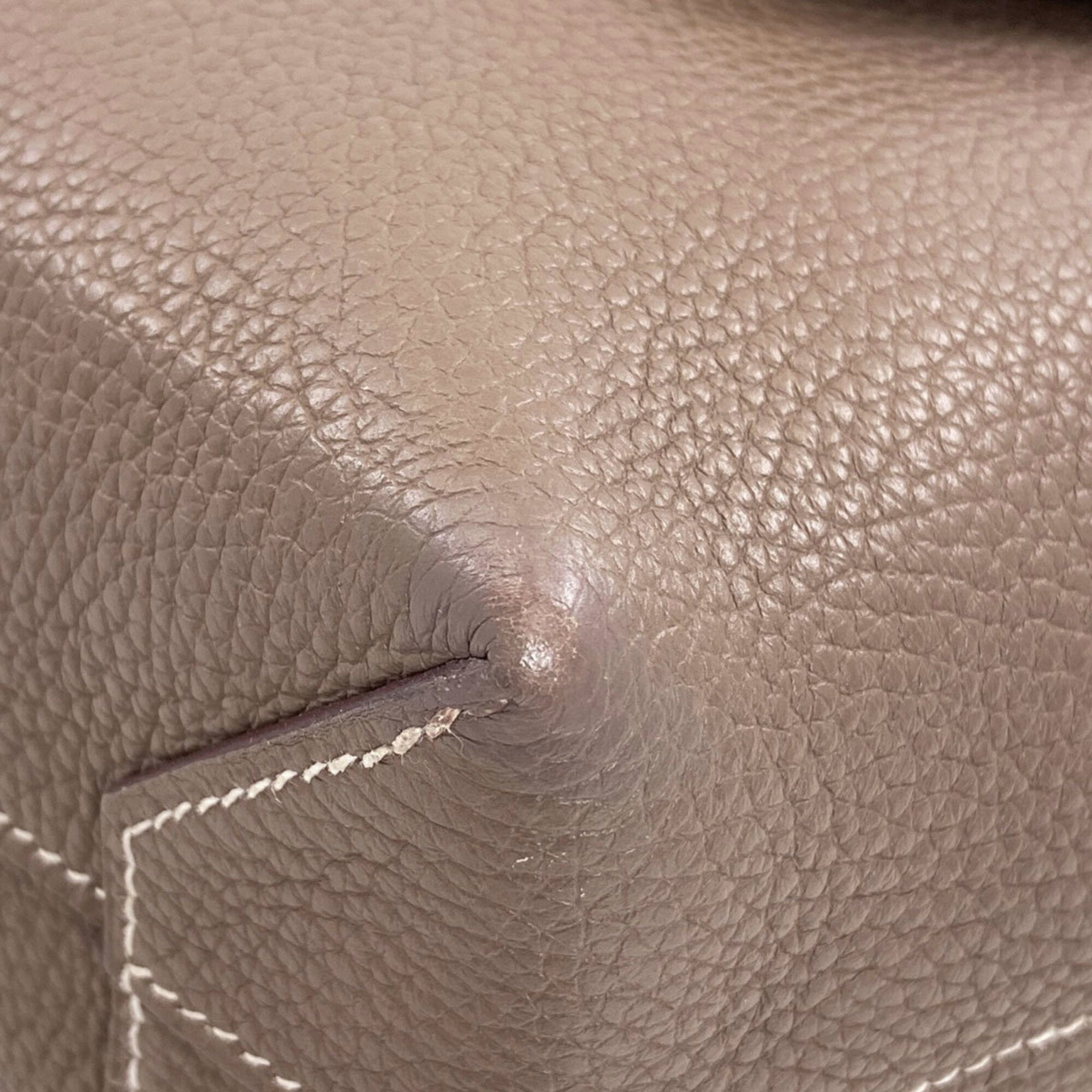 Hermes Grayish Taurillon Clemence Leather Tote Bag (Pre-Owned)